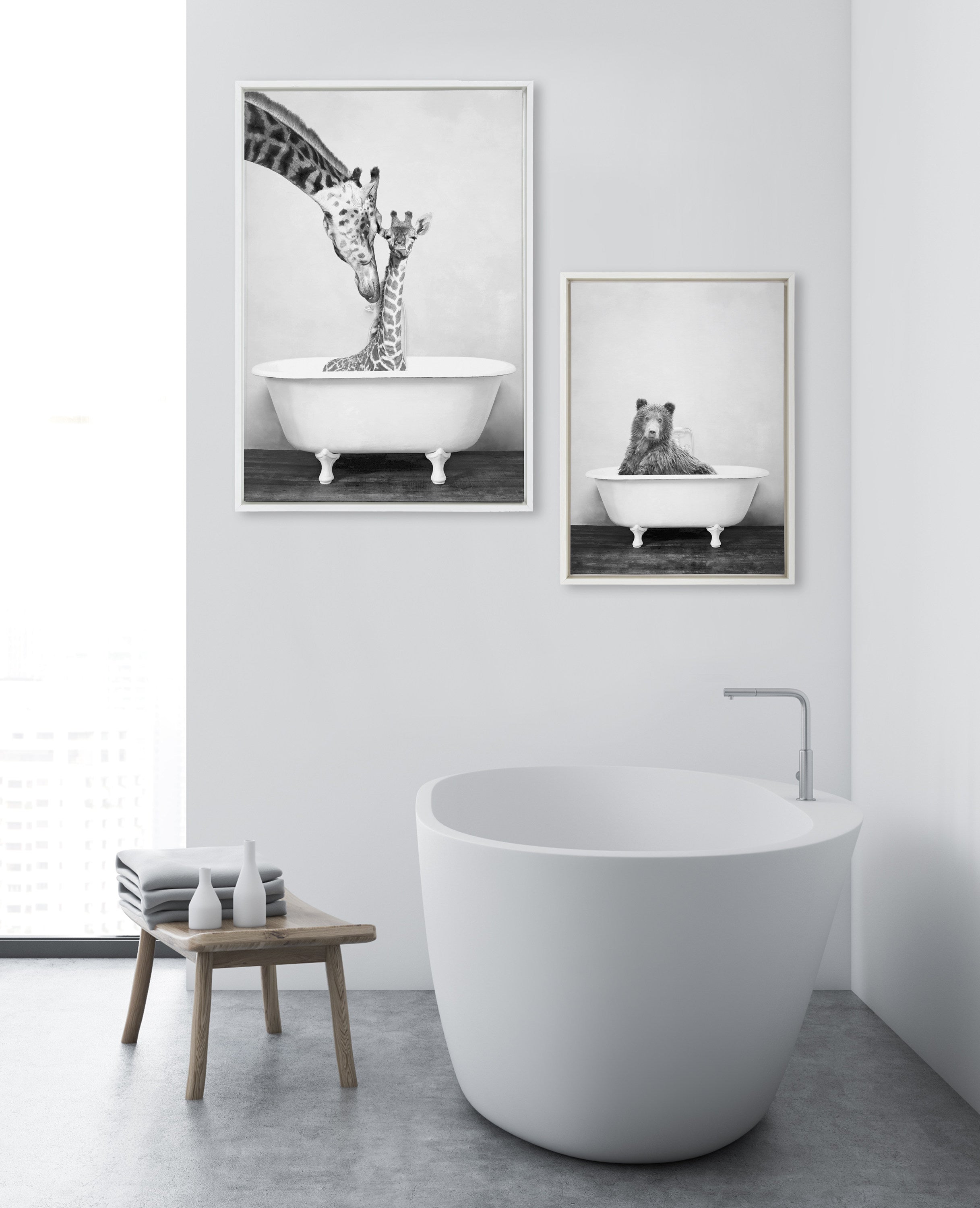 Sylvie Bear in the Tub Framed Canvas by kateandlaurel - product image 11 for Resin Society