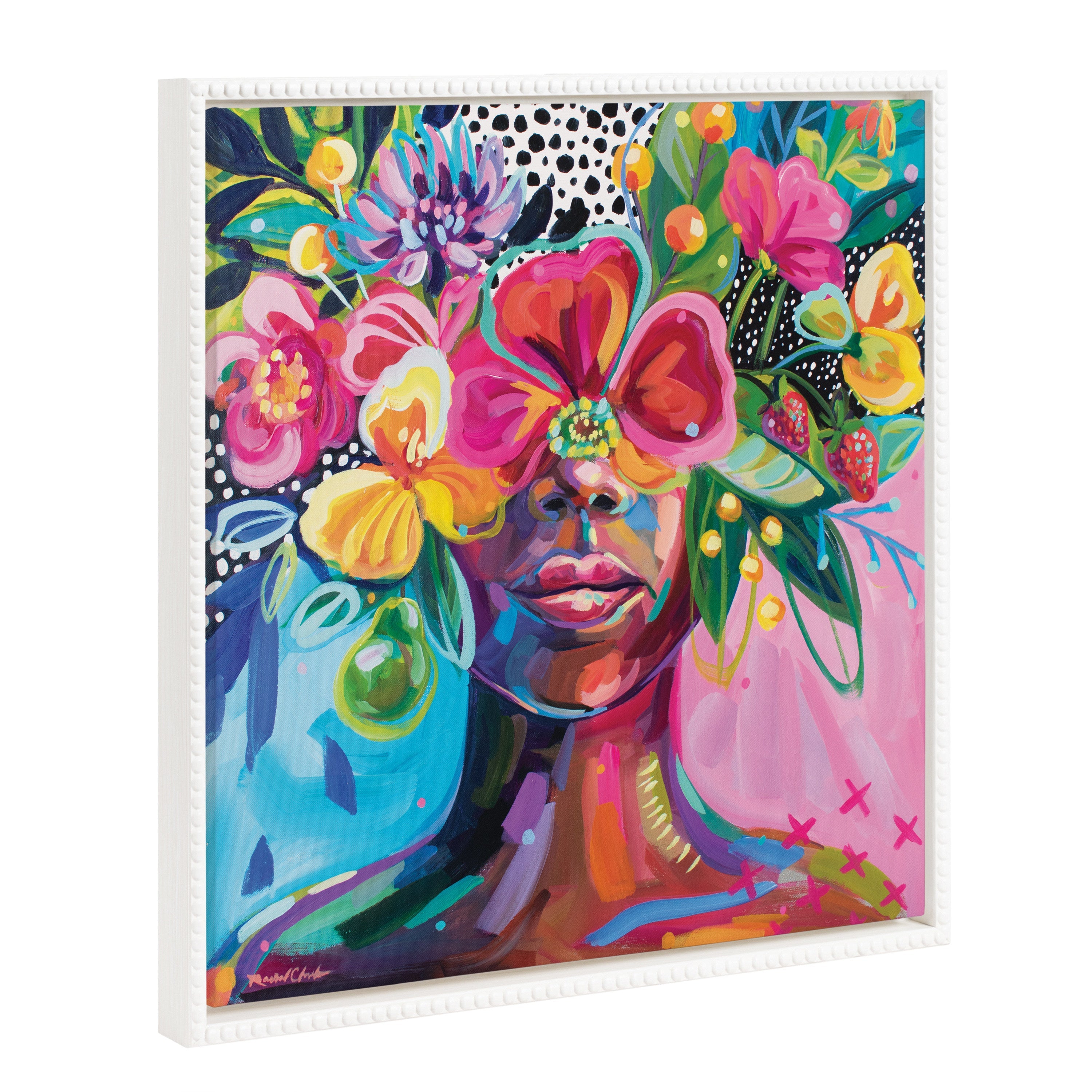 Sylvie Beaded She Was A Curious Mind Framed Canvas by Rachel Christopoulos