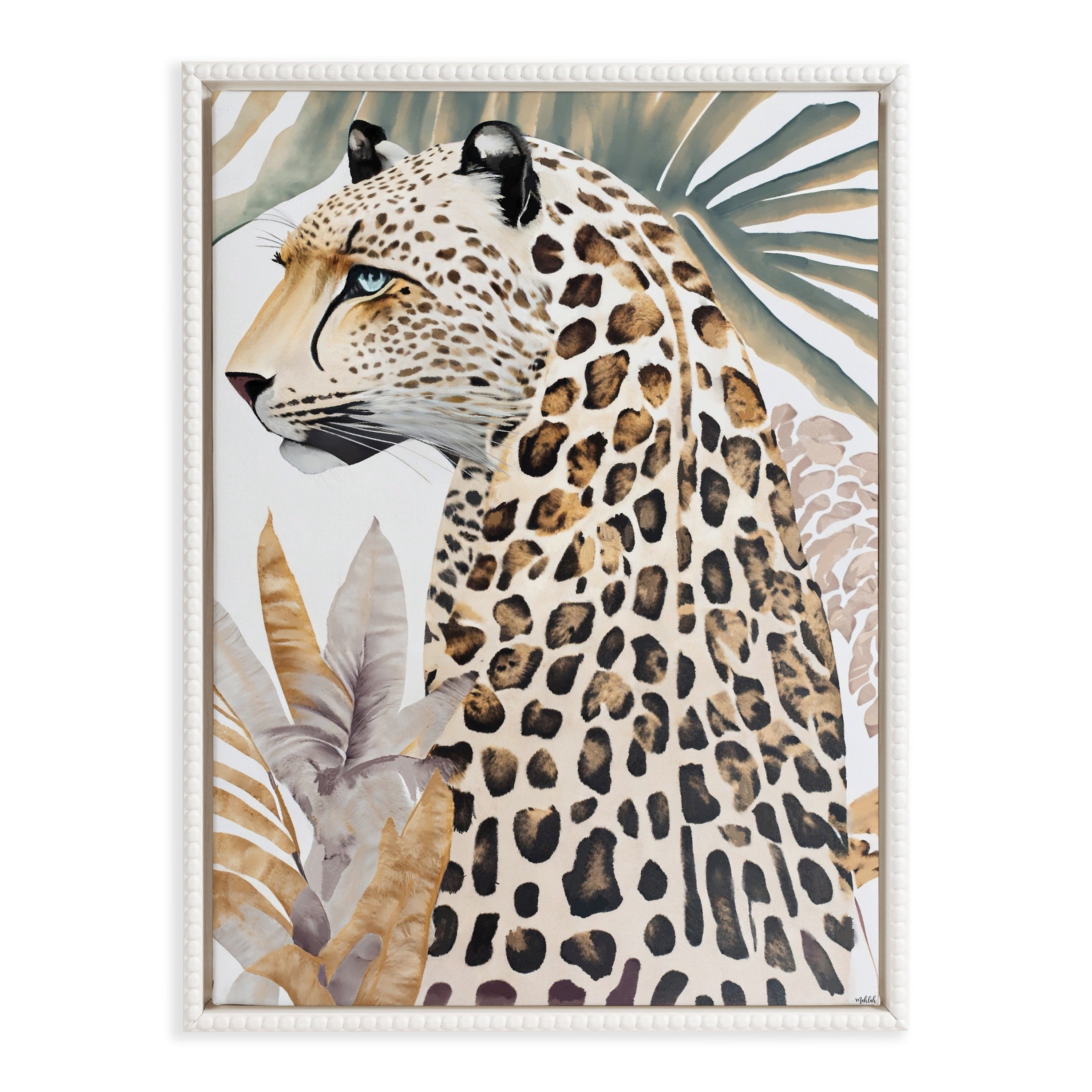 Sylvie Beaded Fern Cheetah Framed Canvas by Inkheart Designs
