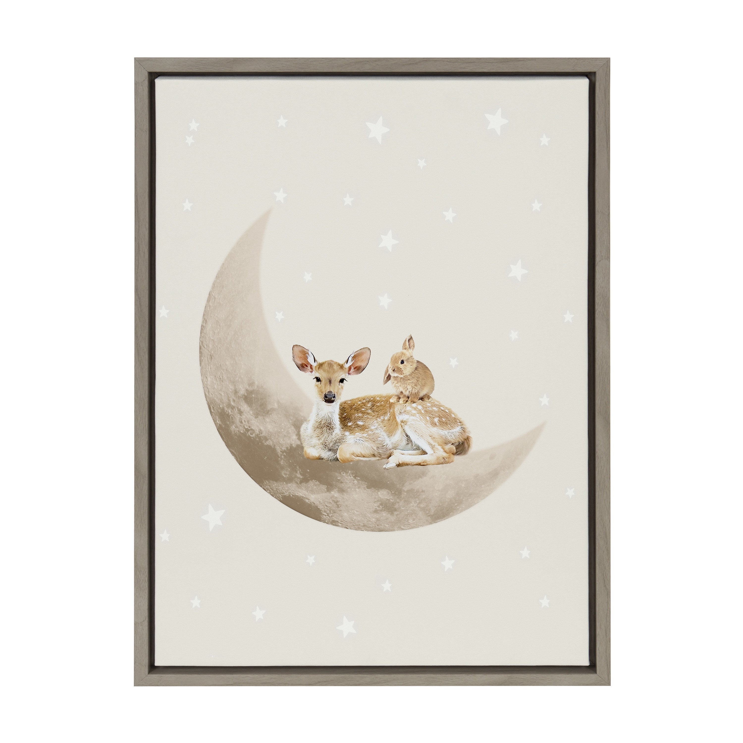 Sylvie On the Moon Framed Canvas by July Art Prints