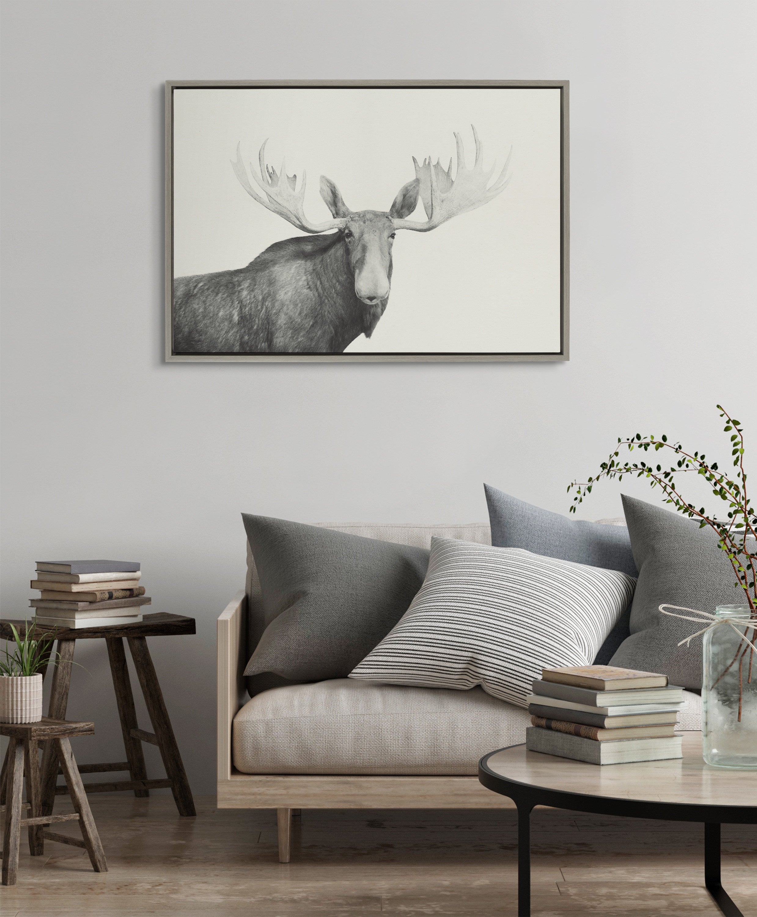 Sylvie Moose 2 crop BW Framed Canvas by kateandlaurel - product image 4 for Resin Society