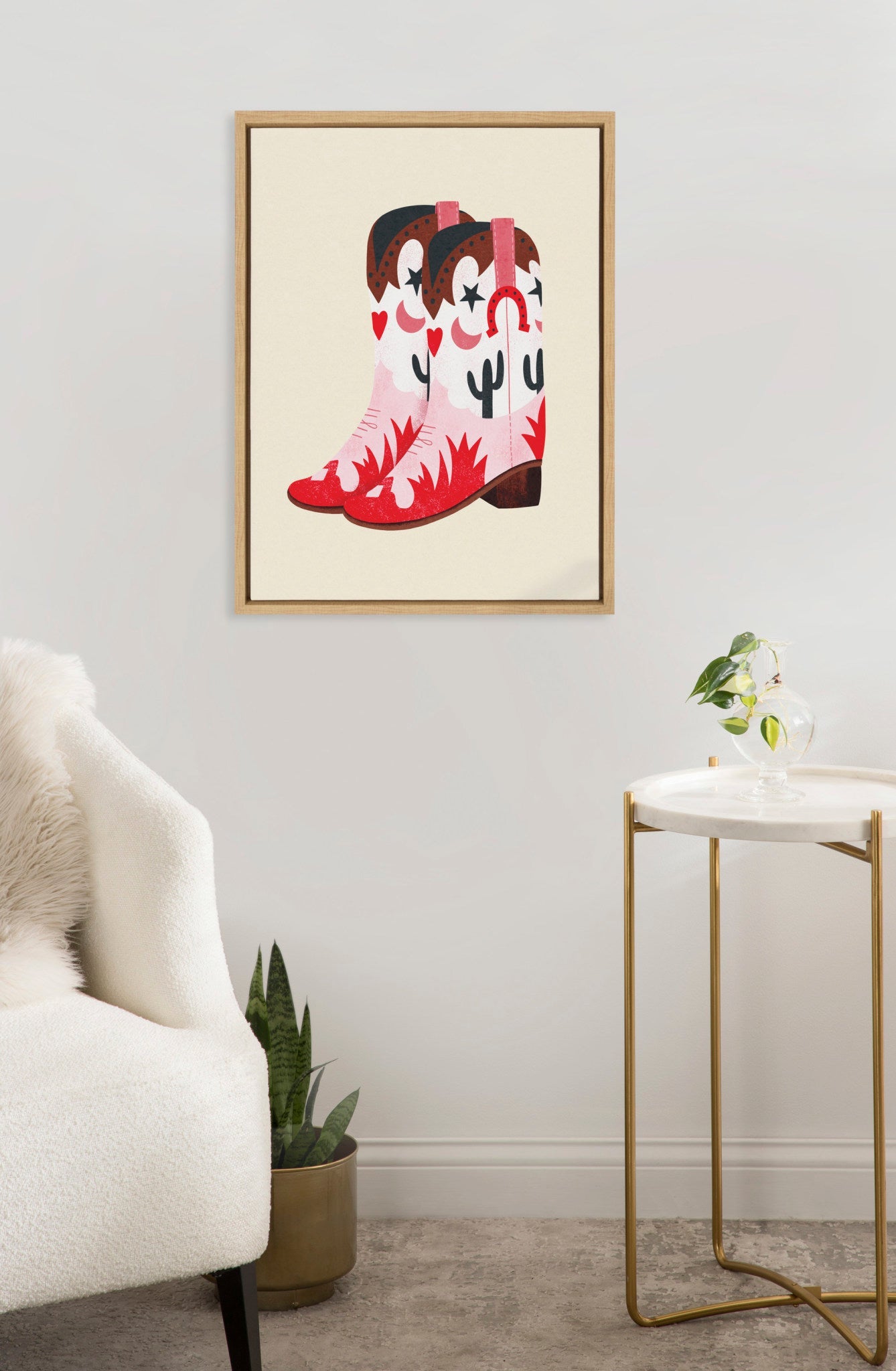 Sylvie Cowgirl Boots Framed Canvas by Tània García