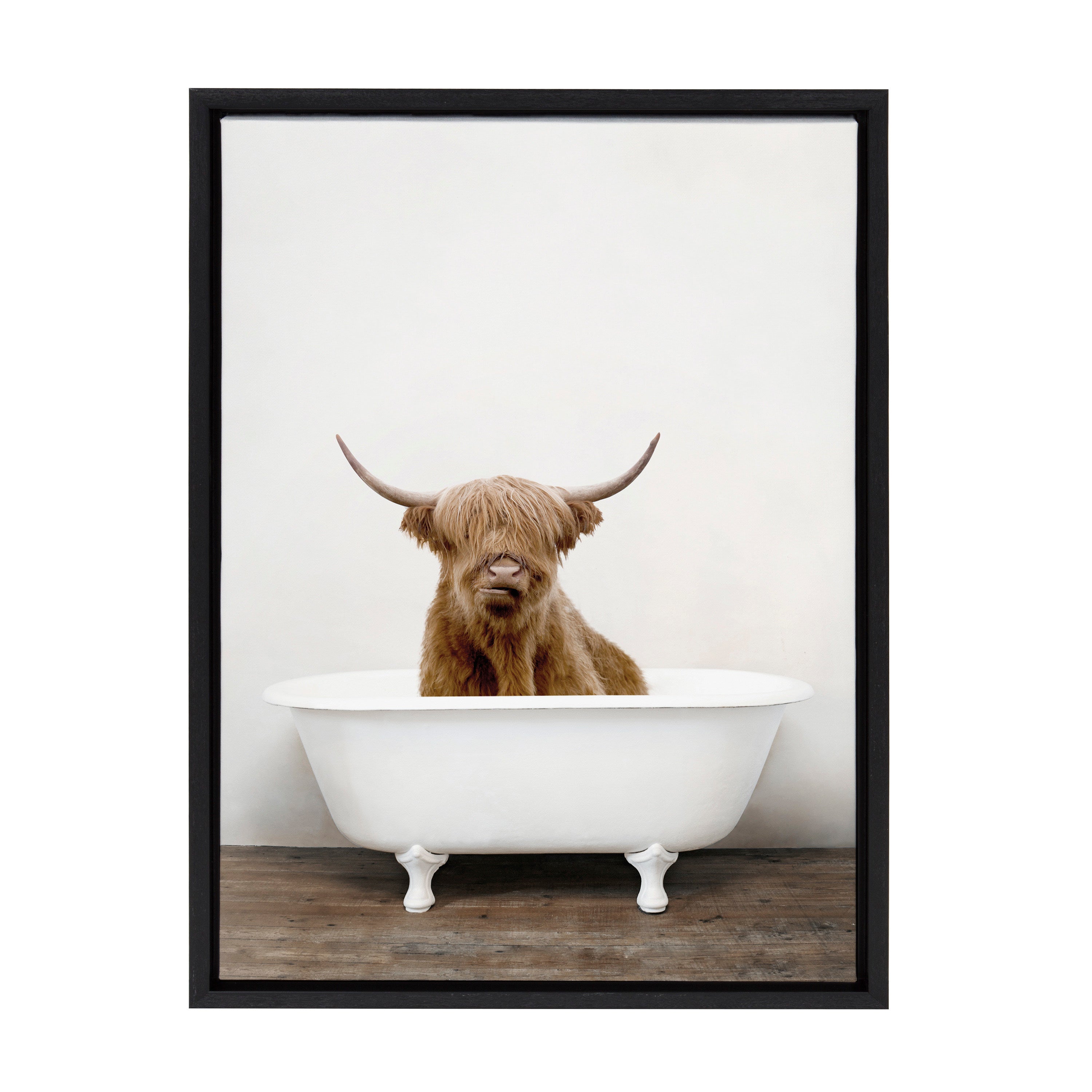 Sylvie Highland Cow in Tub Color Framed Canvas