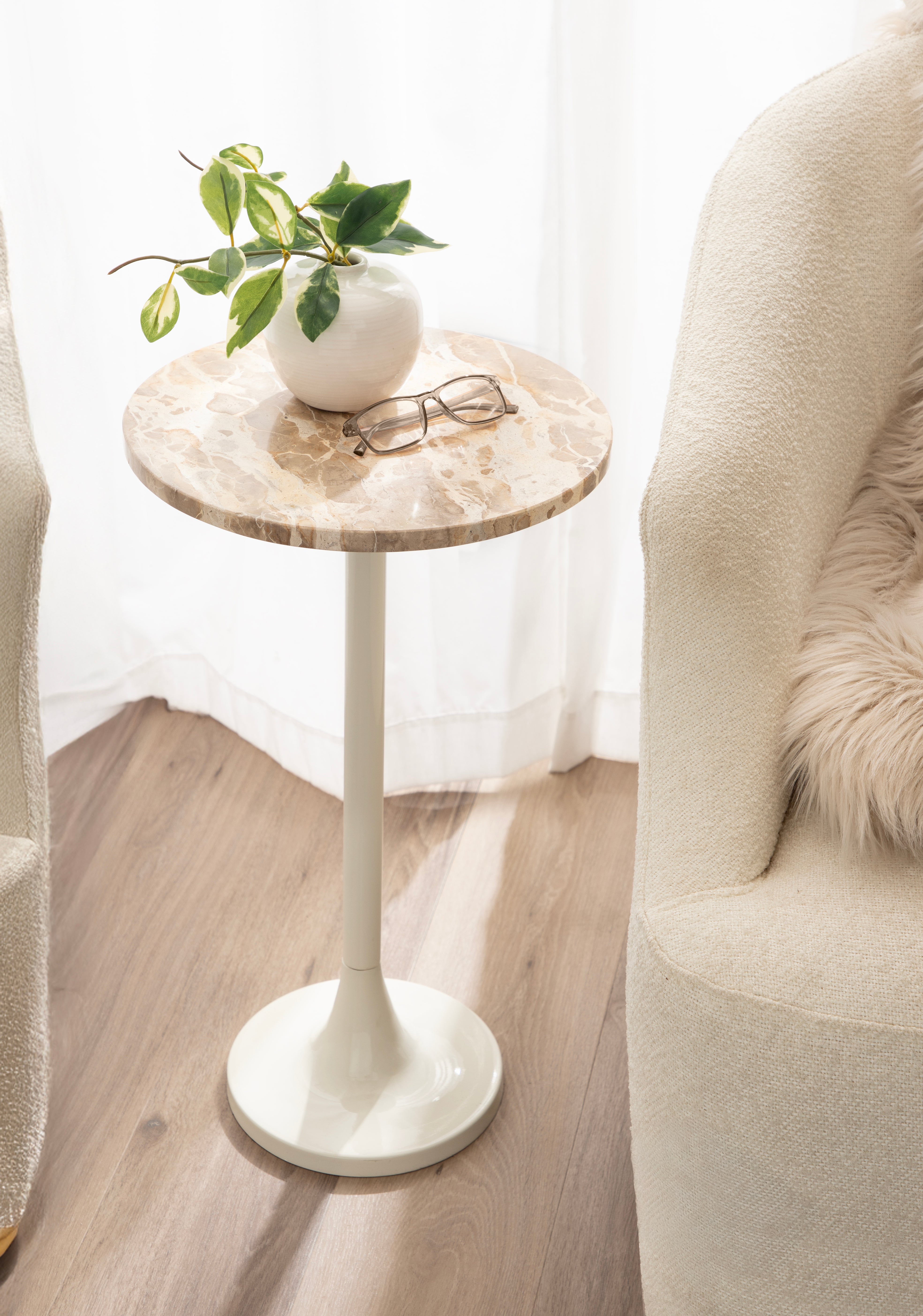 Baronet Round Marble and Metal Table