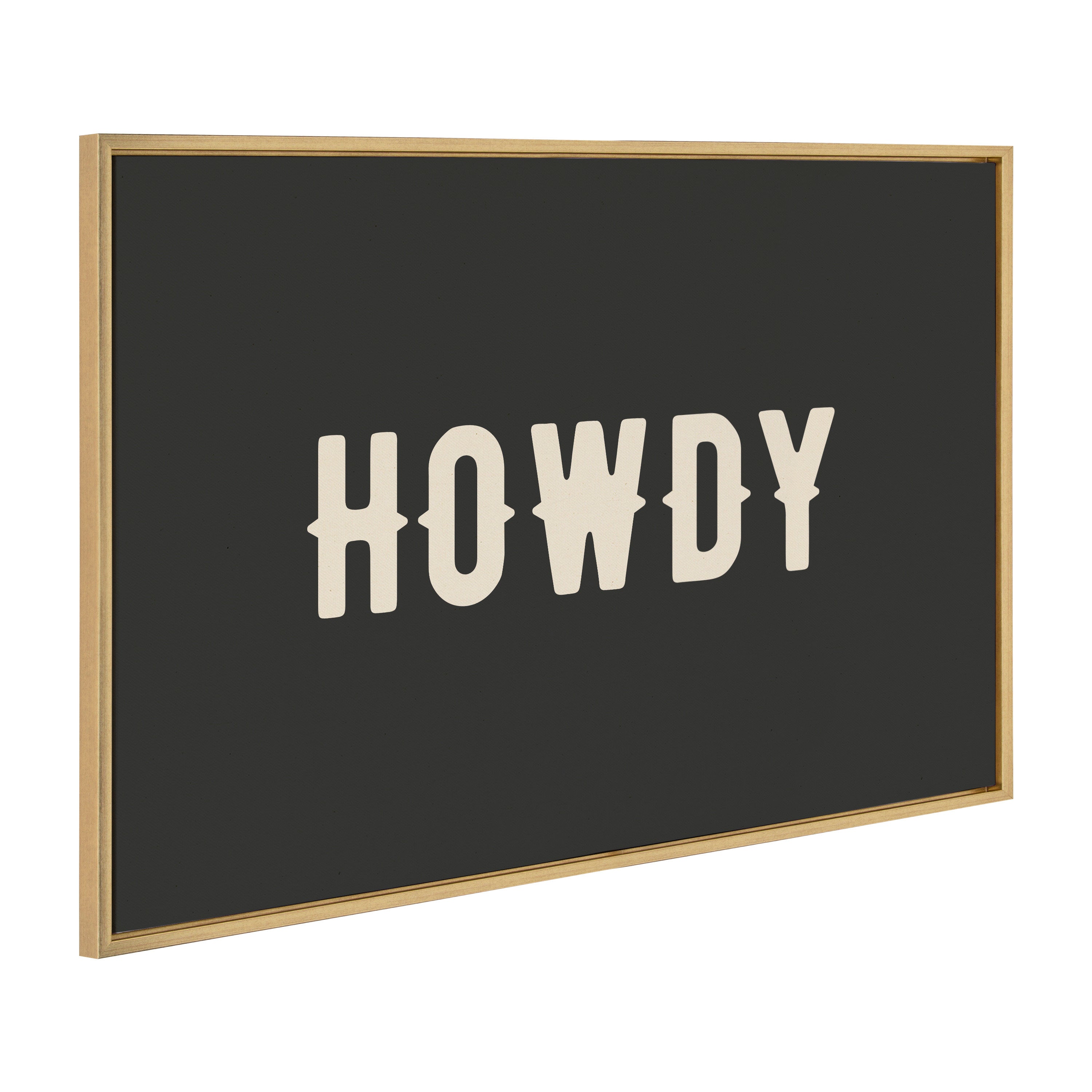 Sylvie Howdy Landscape with black framed canvas art showing a western-themed scene by Honey Island Studio