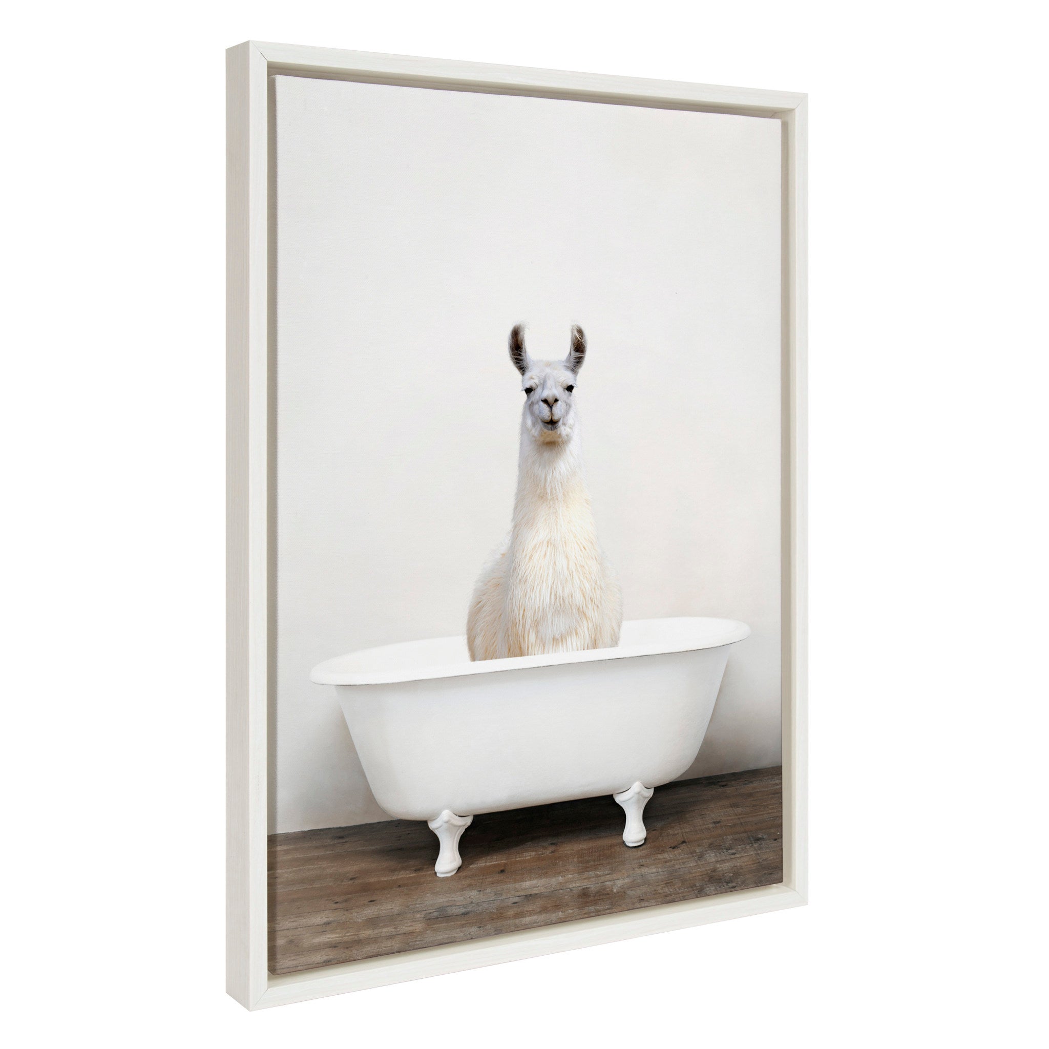 Sylvie Alpaca in the Tub Color Framed Canvas by kateandlaurel - product image 2 for Resin Society