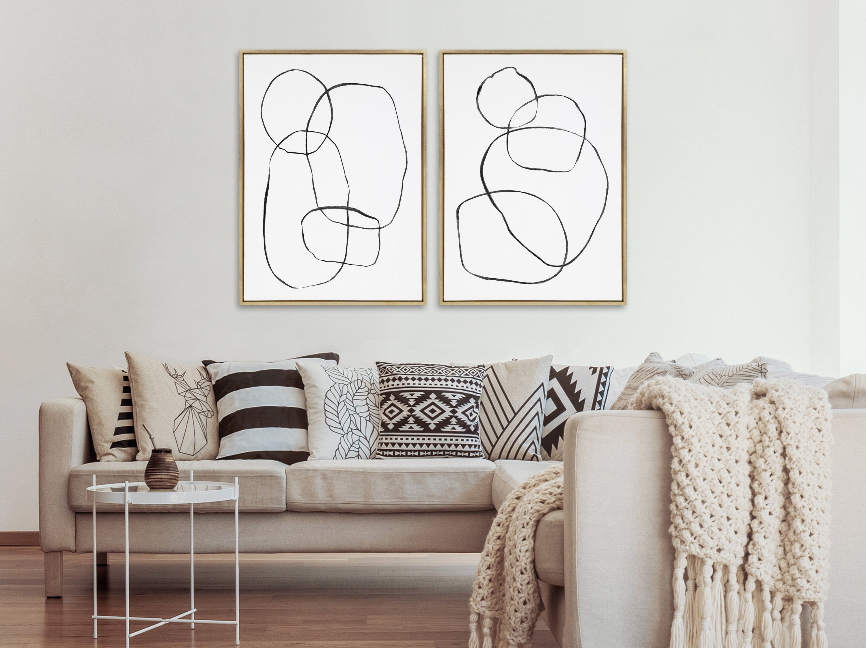 Sylvie Going in Circles Framed Textured Canvas Set by kateandlaurel - product image 4 for Resin Society