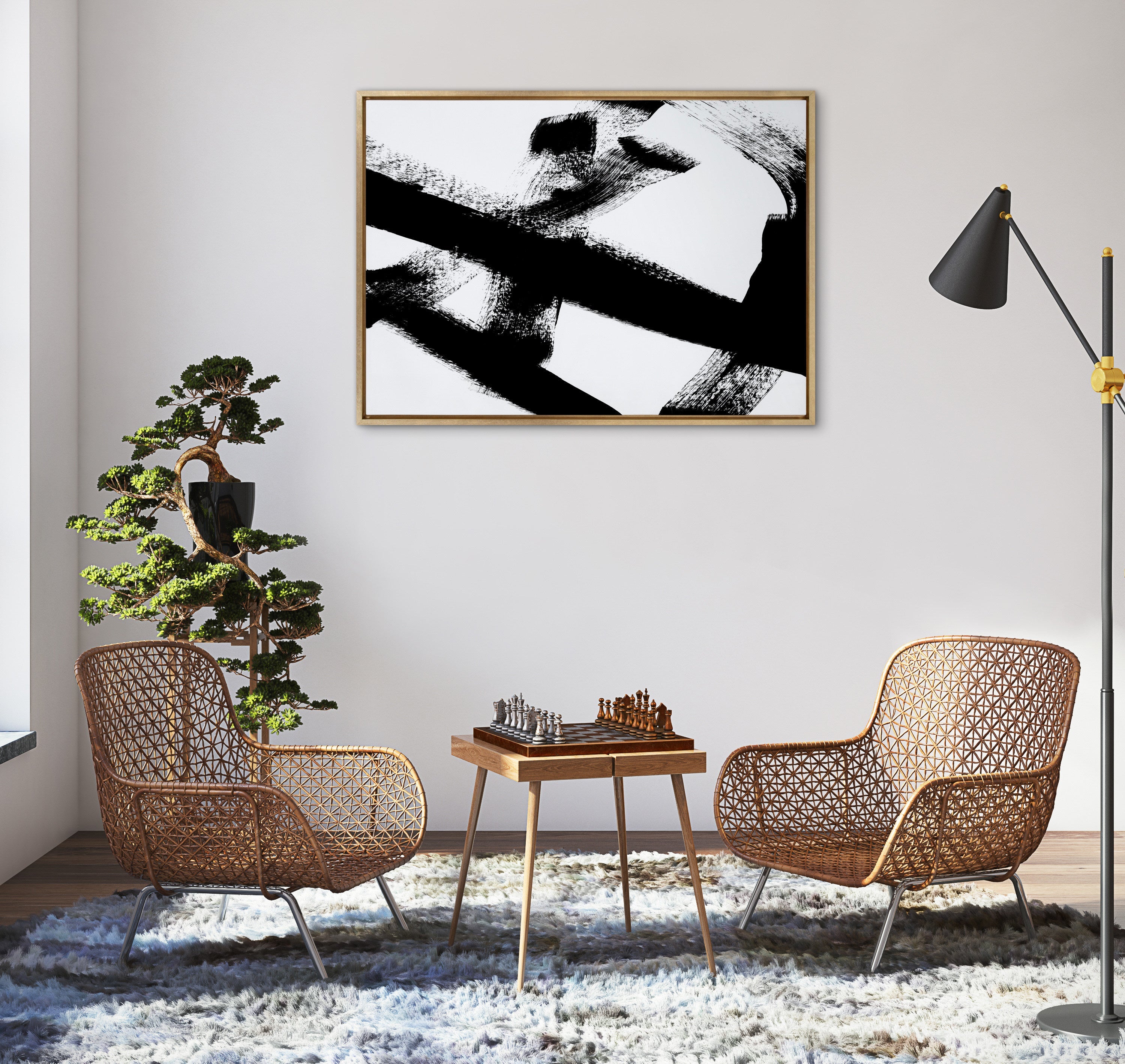 Sylvie Gesture I BW Framed Canvas by kateandlaurel - product image 10 for Resin Society