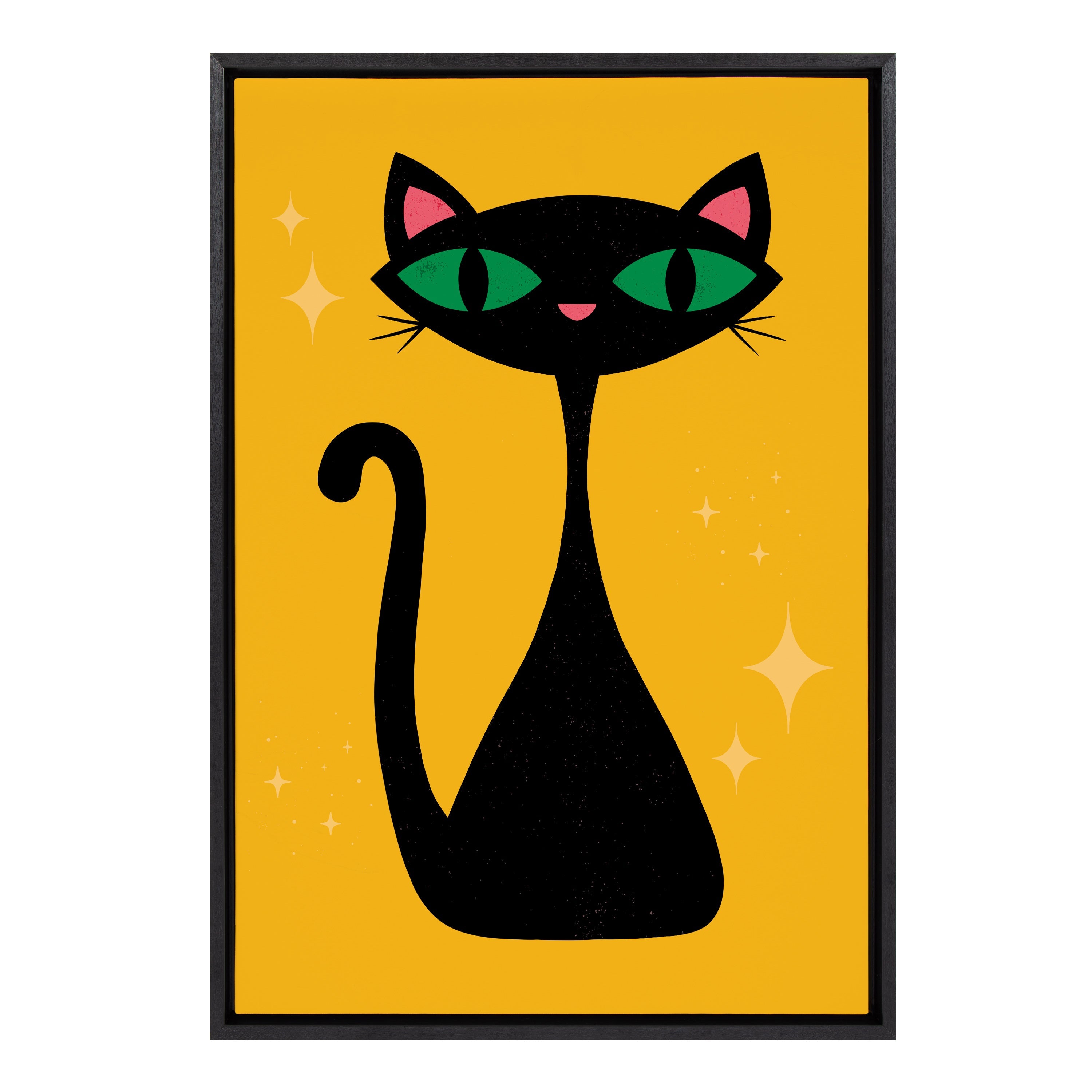 Sylvie Retro Cat Framed Canvas by Carrie Cantwell