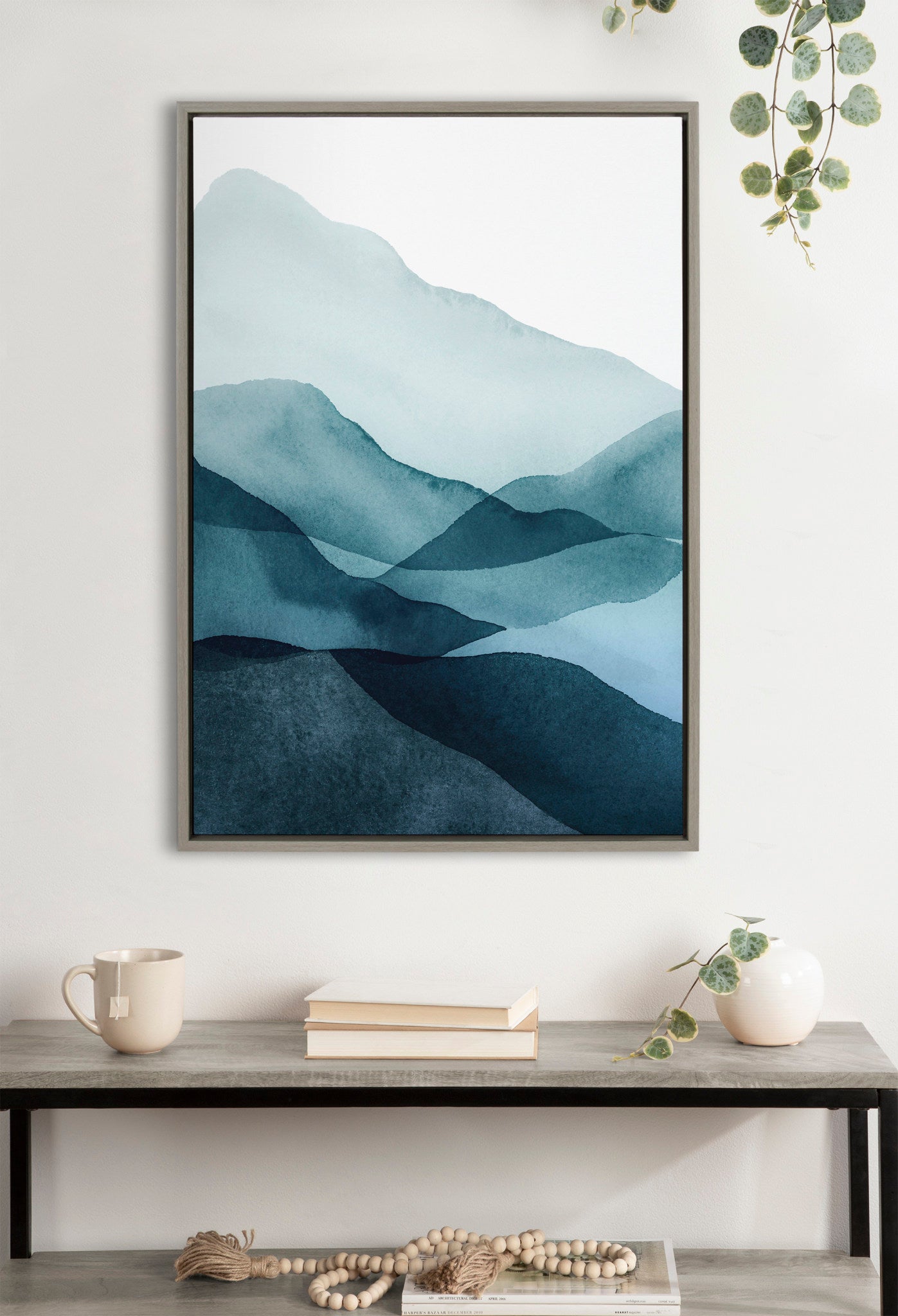 Sylvie Blue Mountain Range Framed Canvas by kateandlaurel - product image 7 for Resin Society