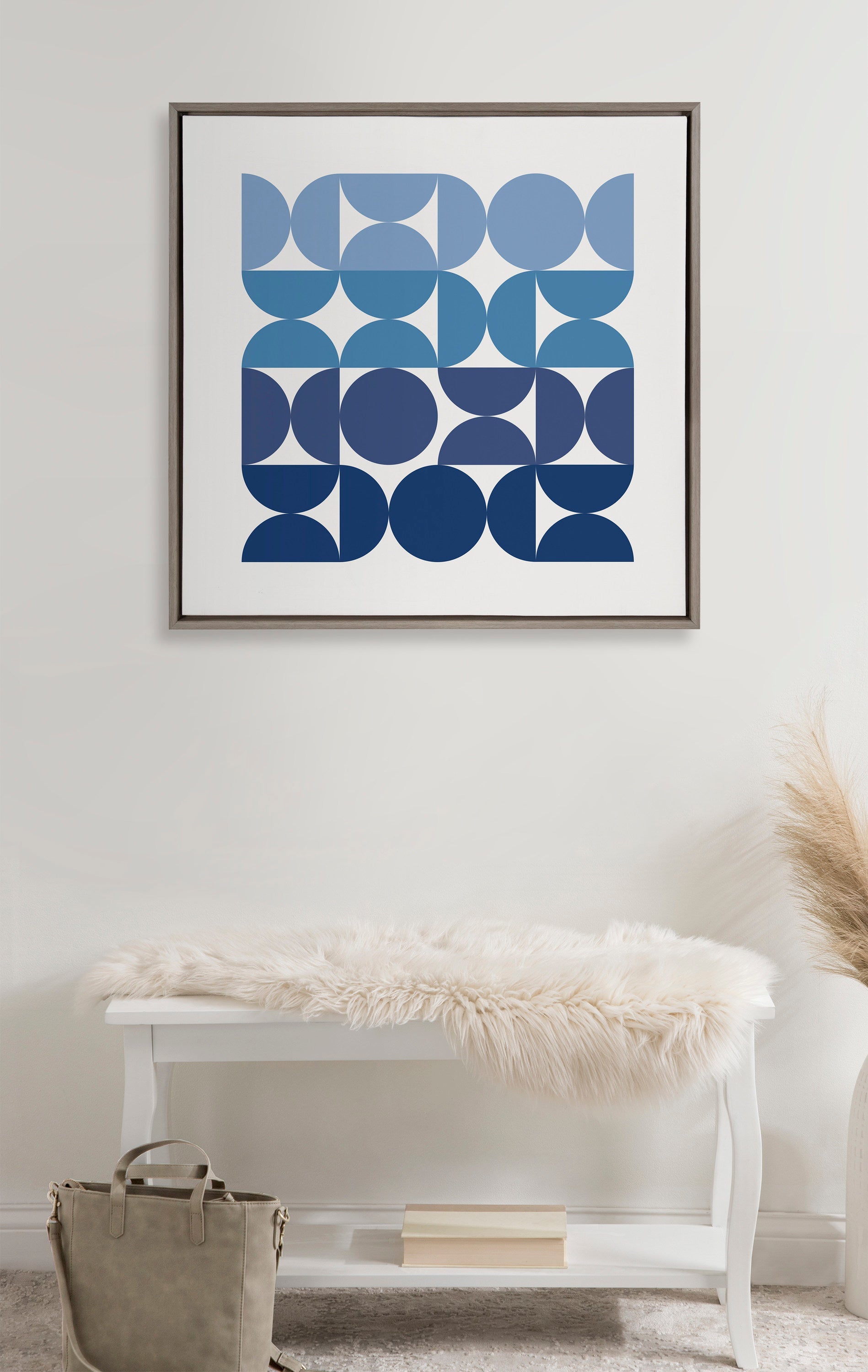 Sylvie Circles and Curves Ocean Beach Blues Framed Canvas by kateandlaurel - product image 10 for Resin Society