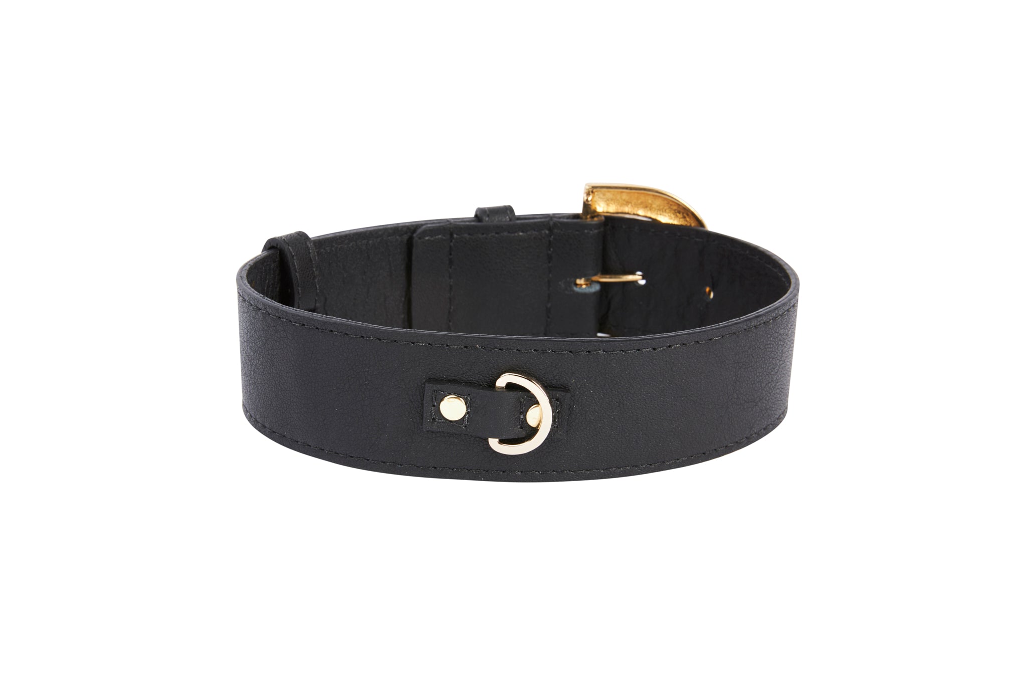 Black Italian Leather Collar With Glamorous Italian Hardware by Allysa Payne Beverly Hills - product image 2 for Resin Society