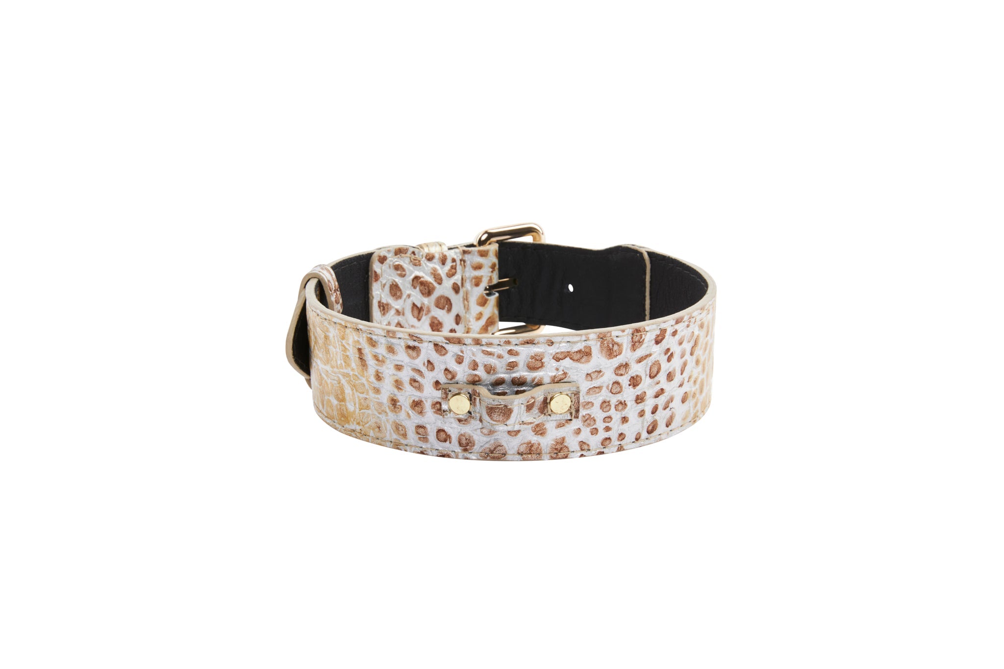 Silver/Bronze/Gold Italian Leather Embossed Croc Swarovski Crystal