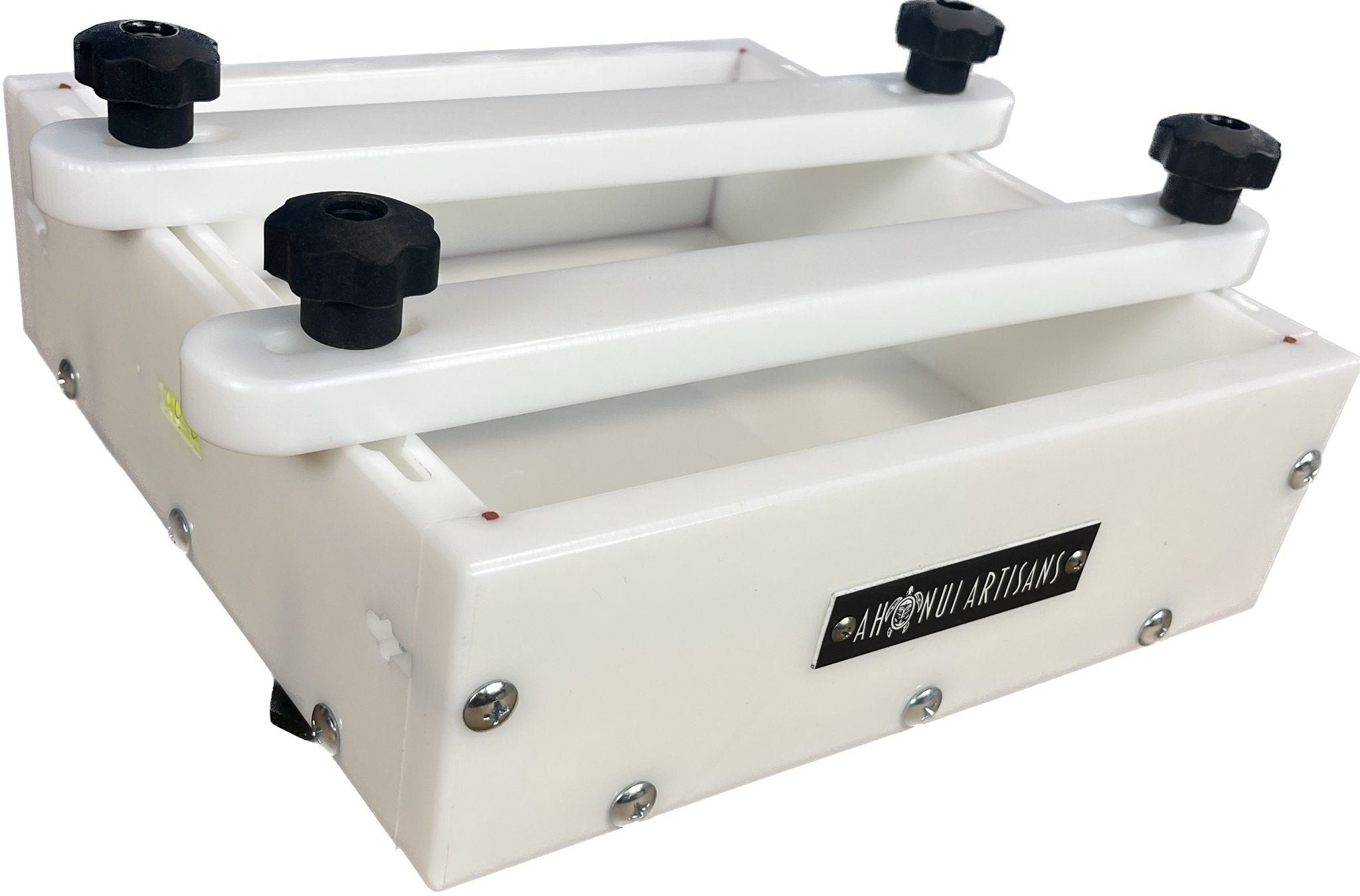 Ahonui Artisans 11x11x3 inch HDPE epoxy resin casting form with clamps and leveling feet