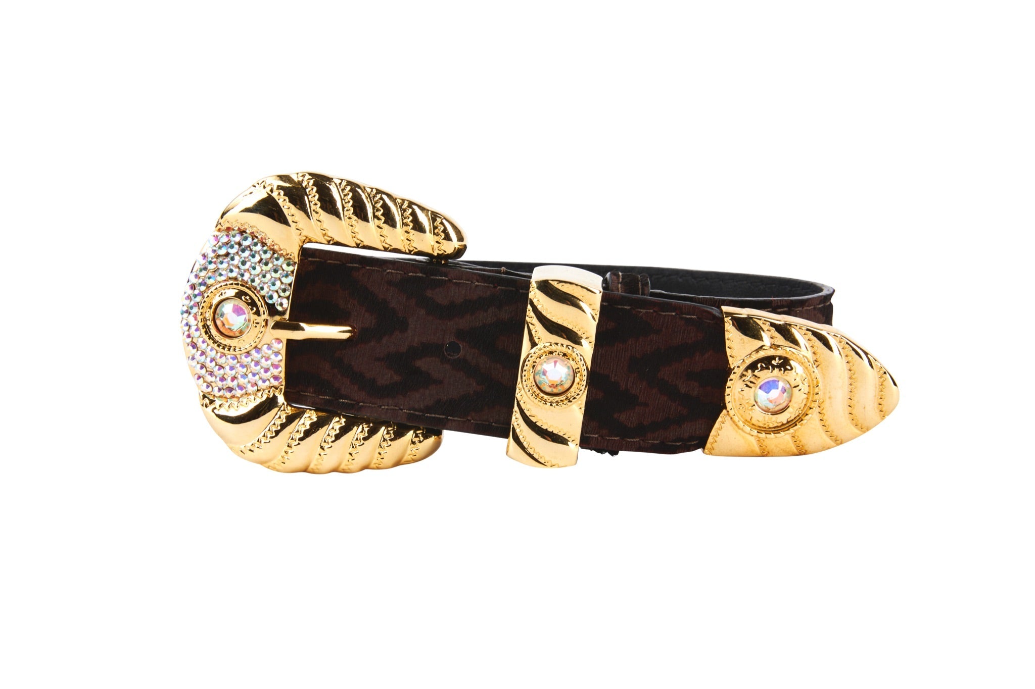 Elegant Black & Brown Pattern Italian Leather Collar With Ornate by Allysa Payne Beverly Hills - main product image for Resin Society