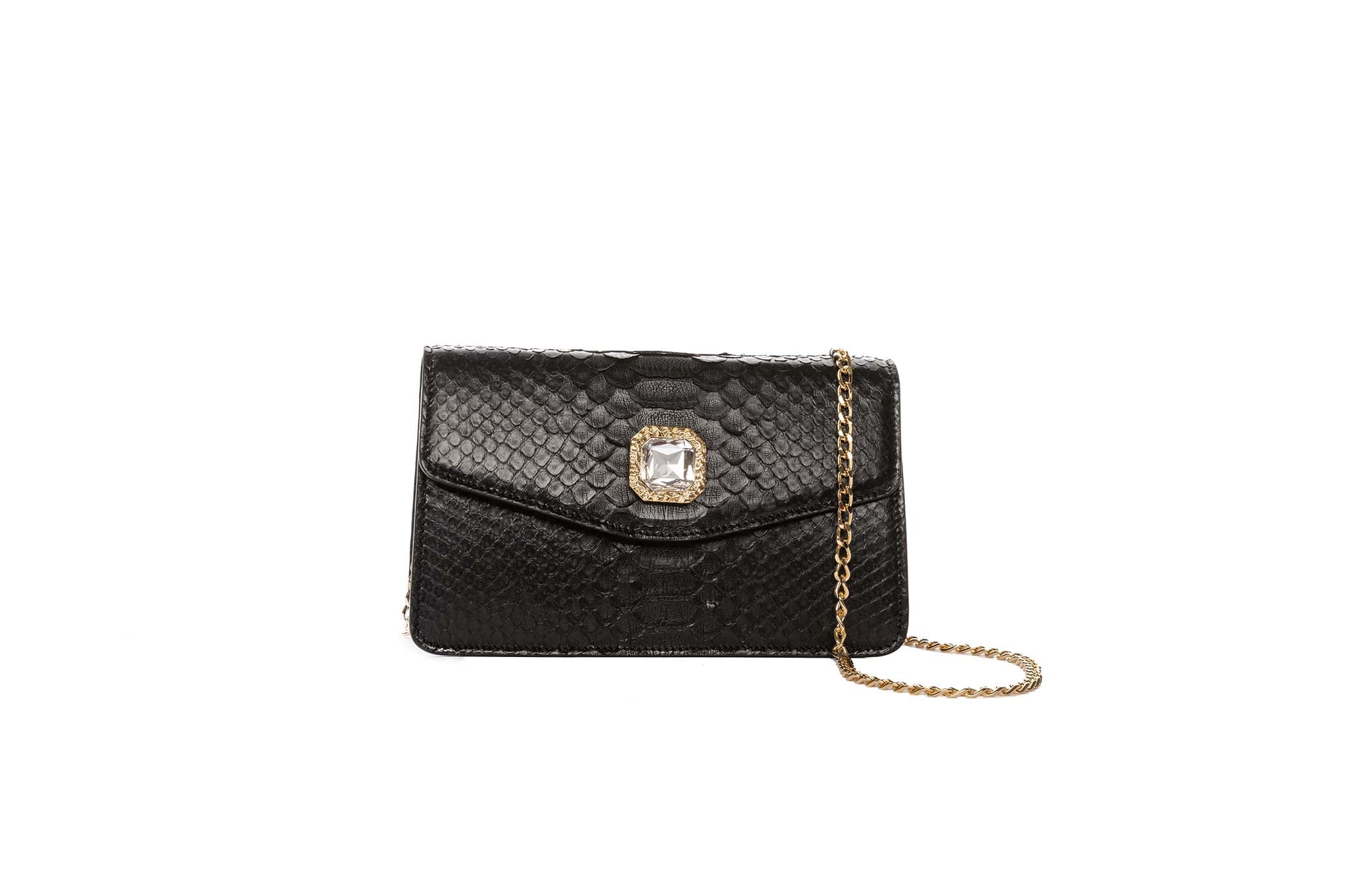 Black Python Clutch With Custom Swarovski Crystal by Allysa Payne Beverly Hills - product image 3 for Resin Society