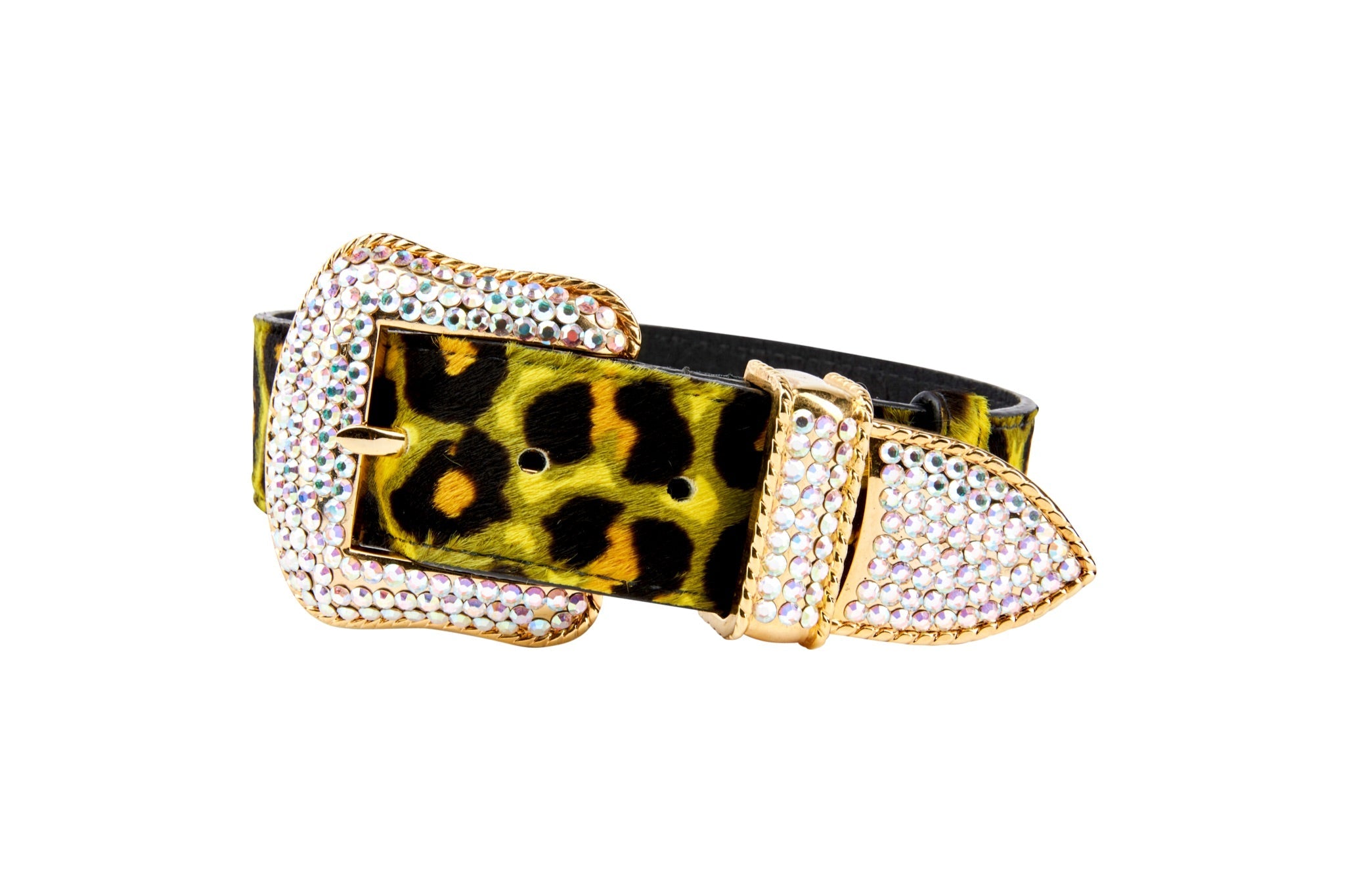 Yellow, Green, Black, Orange Leopard Print Hair On Hide Italian Leather by Allysa Payne Beverly Hills - main product image for Resin Society