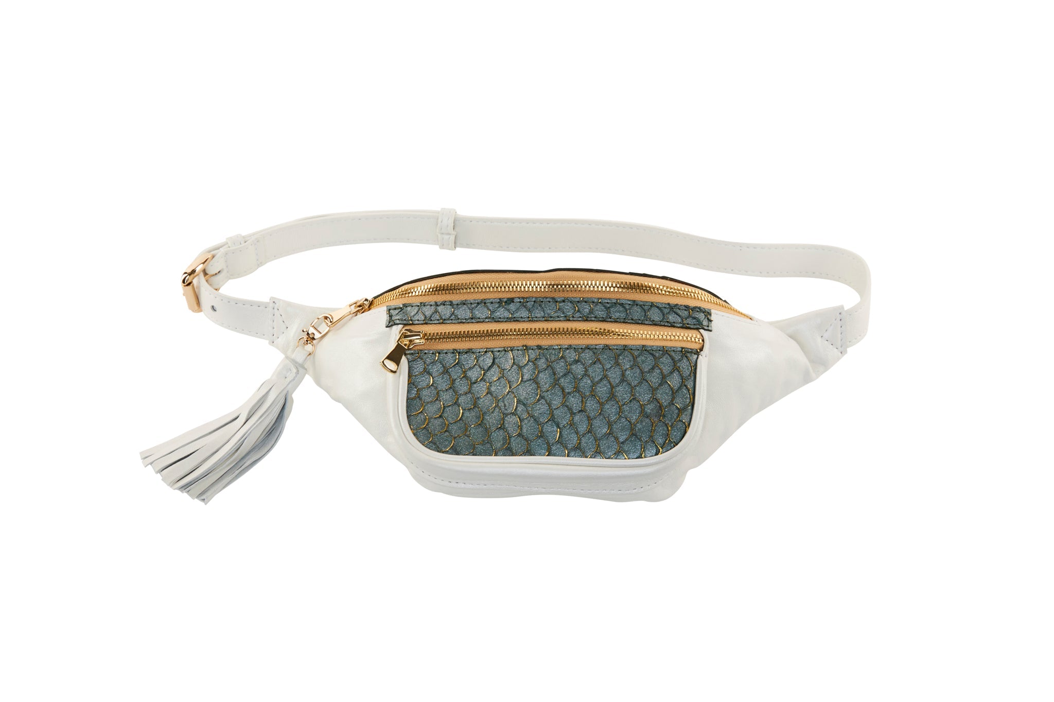 Pearl White Italian Leather/Green Tilapia Fanny Pack by Allysa Payne Beverly Hills - product image 2 for Resin Society