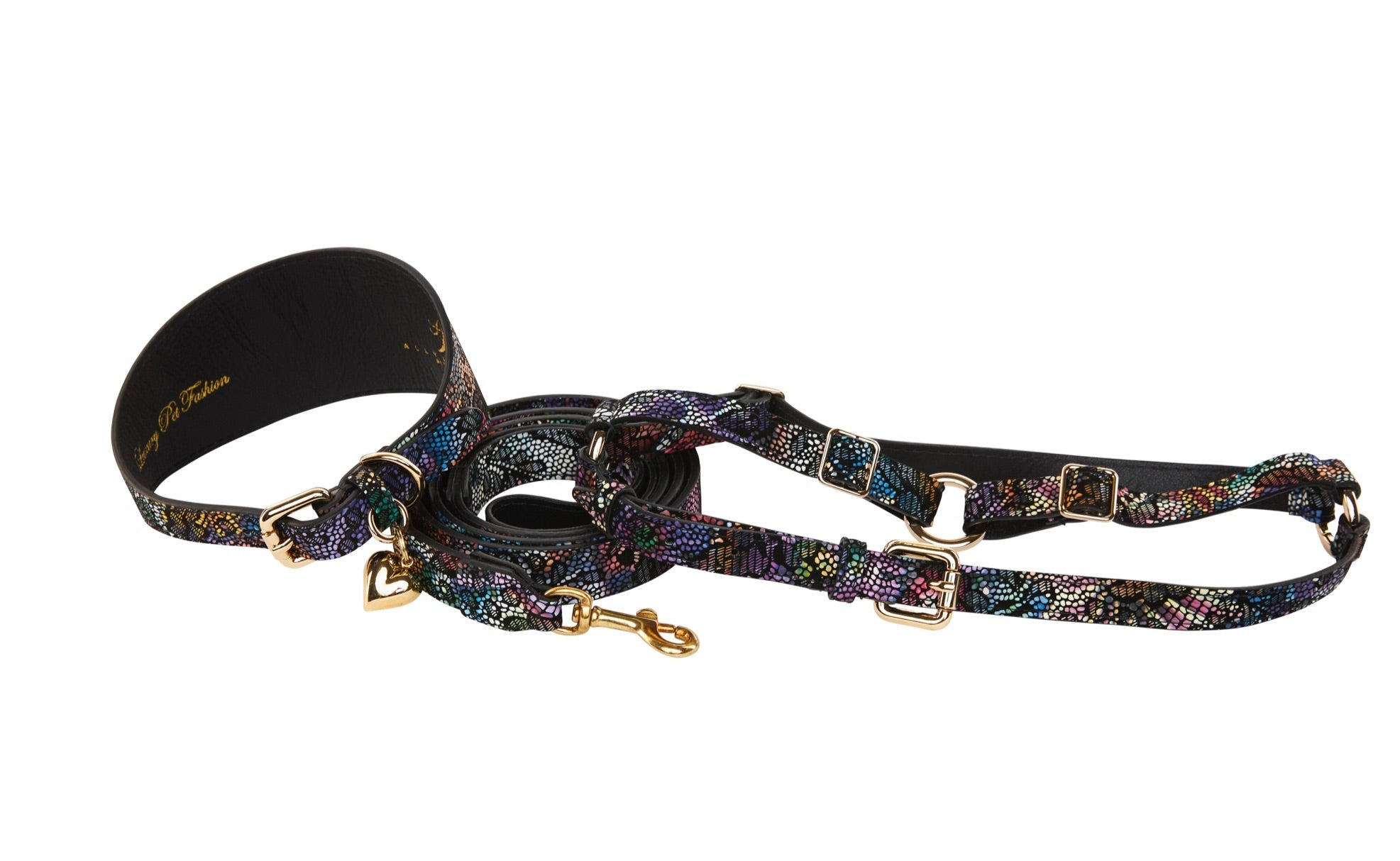 Floral/Lace Embossed Italian Leather 3” Wide Style Collar by Allysa Payne Beverly Hills - product image 2 for Resin Society