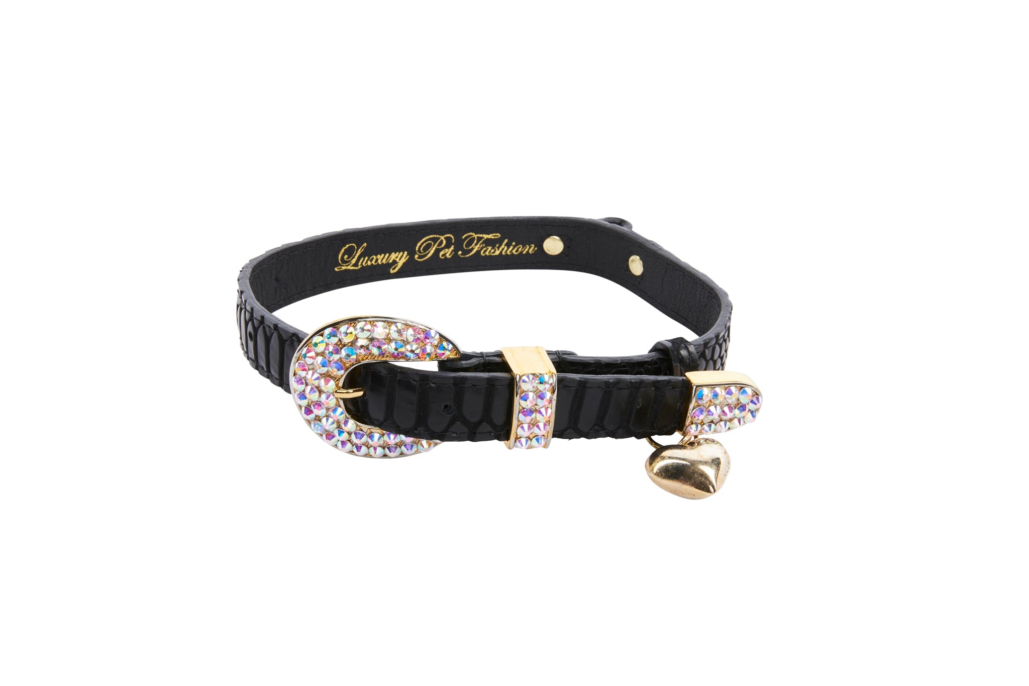 Black Embossed Snake Italian Leather With 3 Piece Swarovski Crystal by Allysa Payne Beverly Hills - main product image for Resin Society