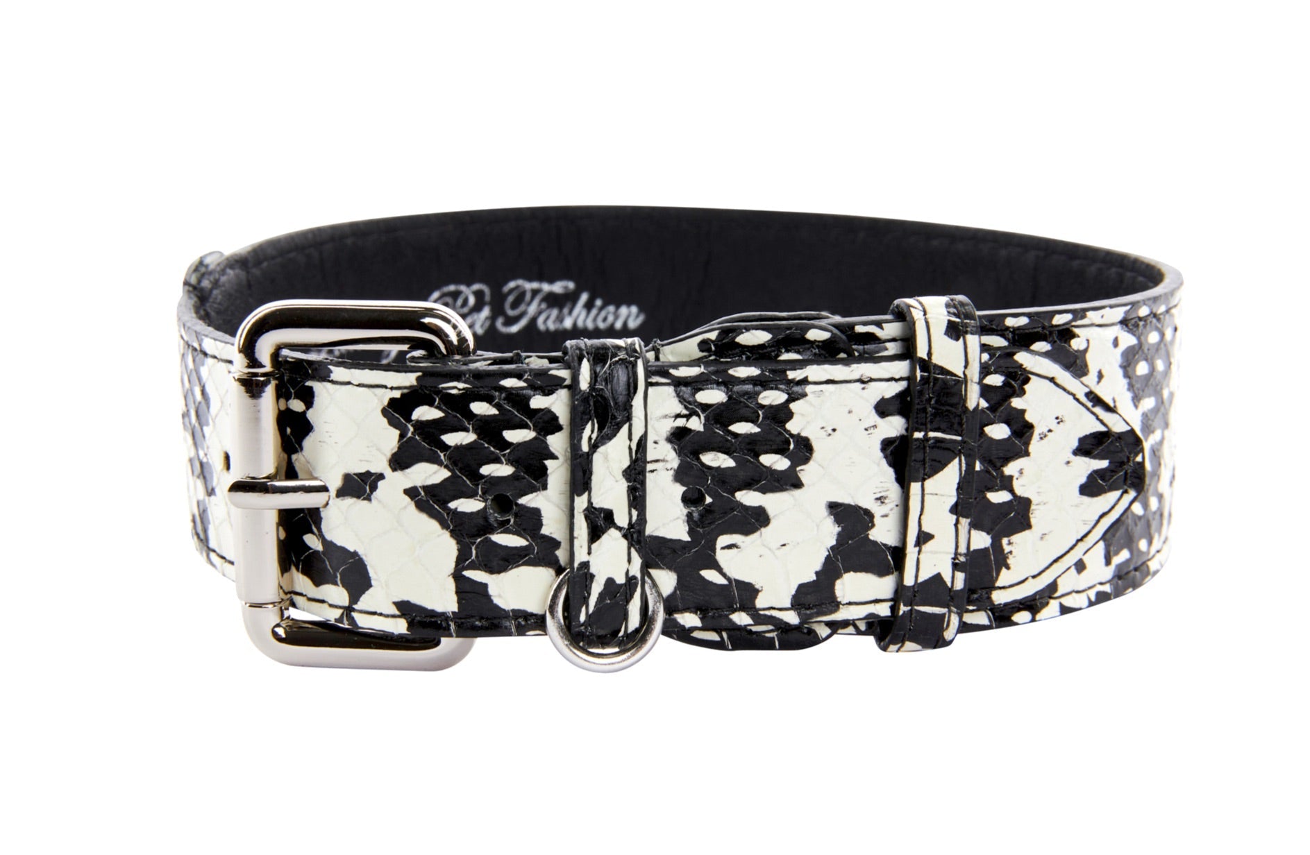 Black & White Snake/Classic Collar With Silver Hardware by Allysa Payne Beverly Hills - main product image for Resin Society