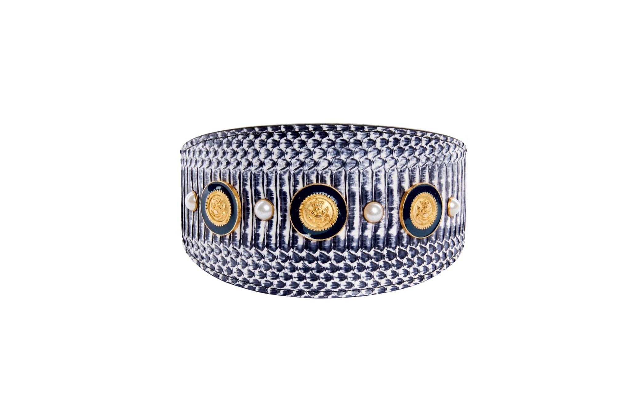 Nautical Collection. White & Navy Snake With Nautical Navy & Gold by Allysa Payne Beverly Hills - product image 3 for Resin Society