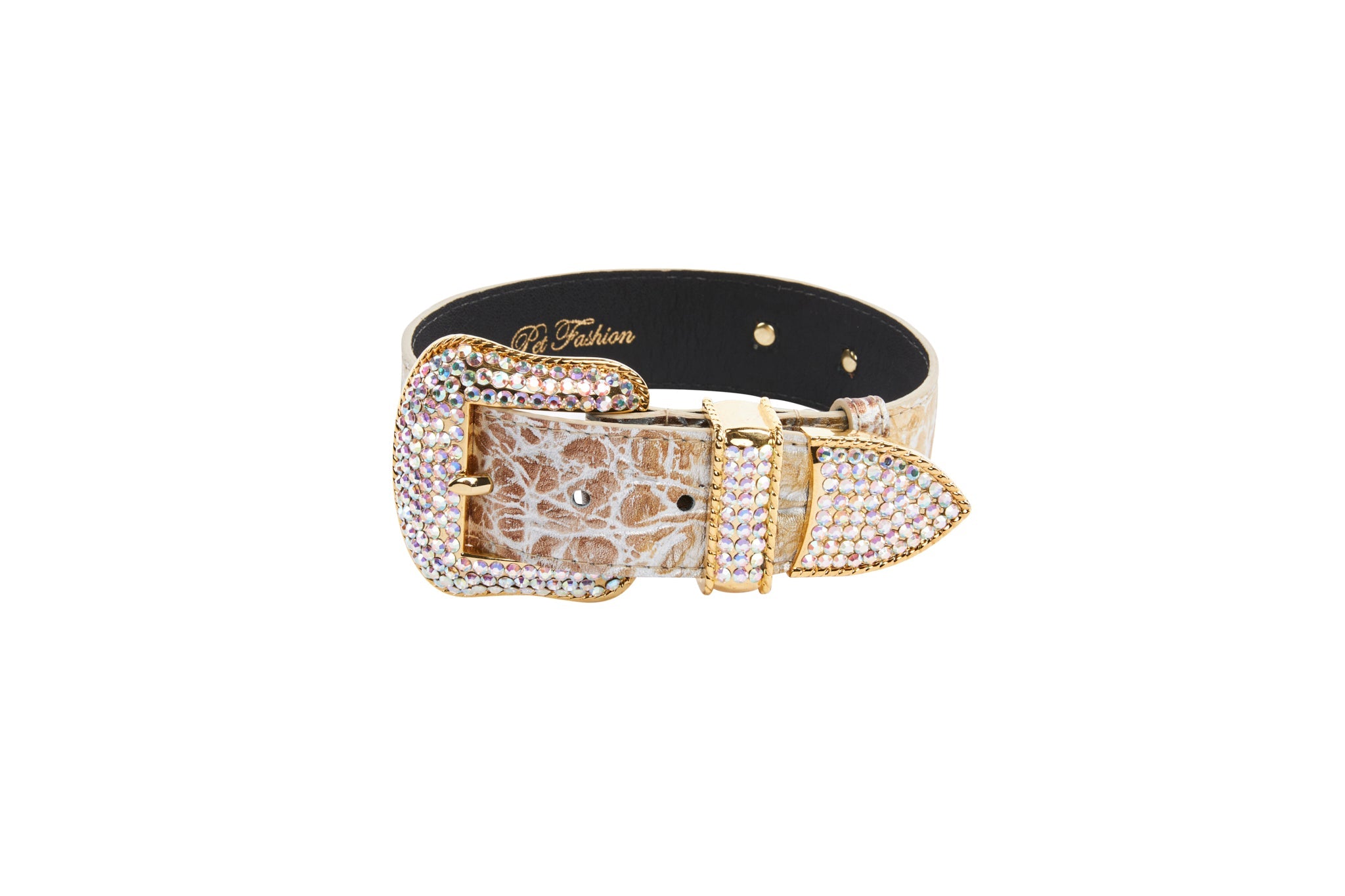 Silver/Bronze/Gold Italian Leather Embossed Croc Swarovski Crystal