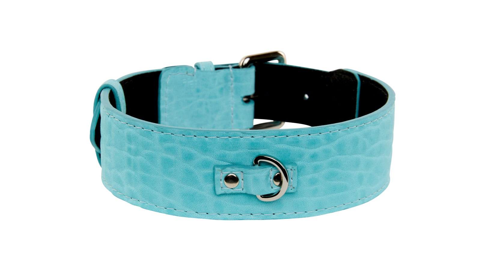 Turquoise Blue Distressed Italian Leather Classic Collar by Allysa Payne Beverly Hills - product image 2 for Resin Society