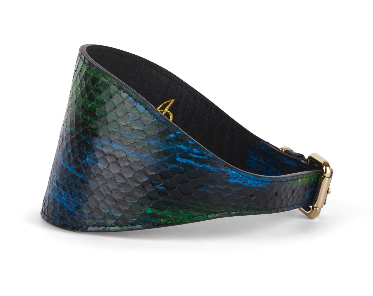 Blue, Green, Black, Yellow Snake 4” Wide Style Collar by Allysa Payne Beverly Hills