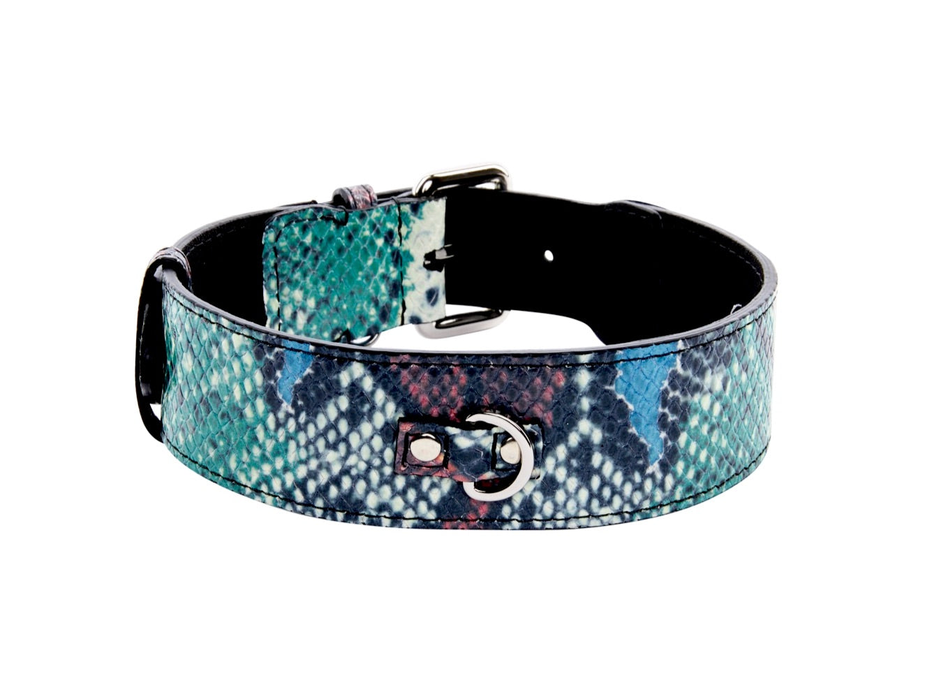 Green, Blue, Black, Red Embossed Snake Italian Leather Collar With Gold by Allysa Payne Beverly Hills - product image 3 for Resin Society