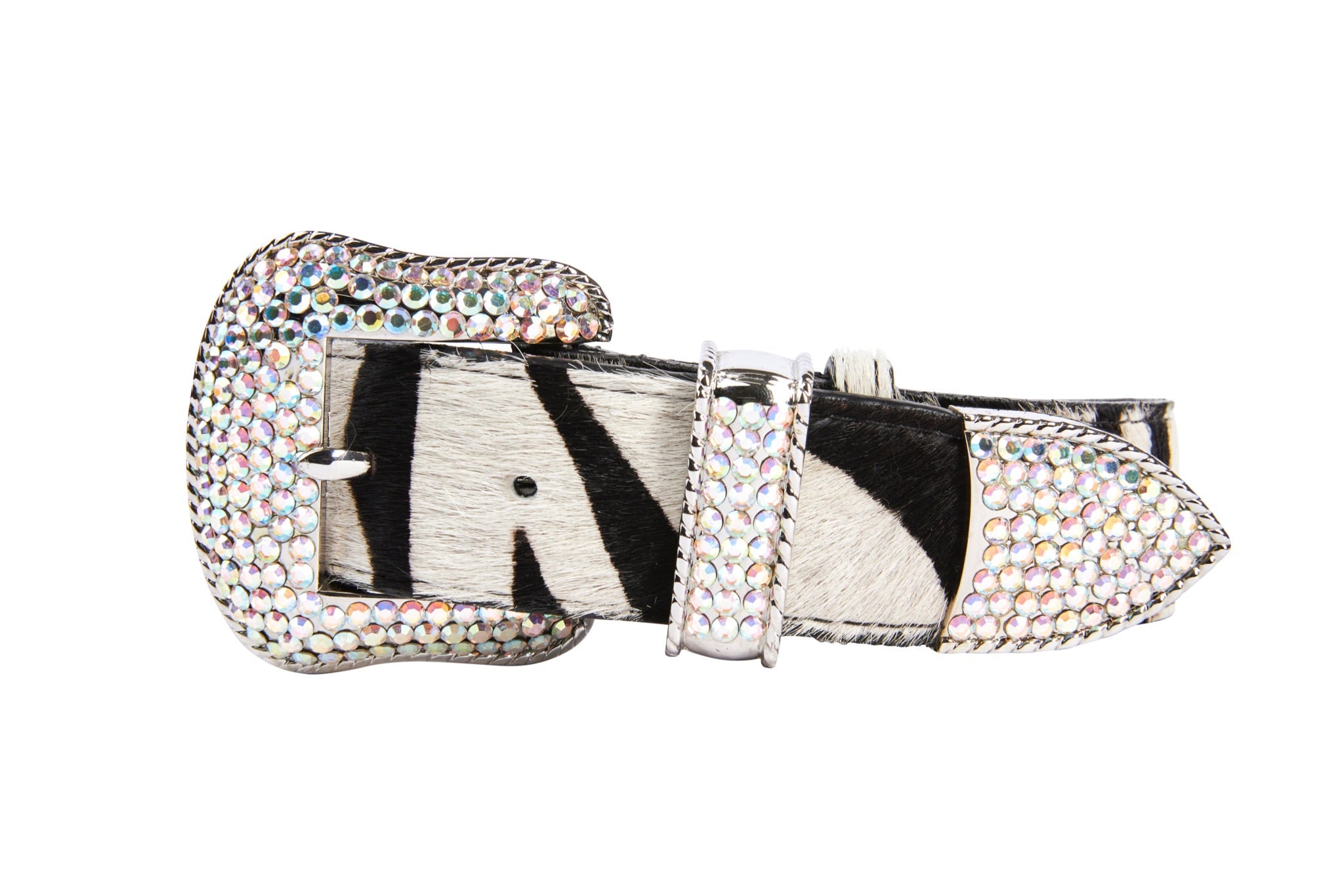 Zebra Print Hair On Hide Italian Leather With Swarovski Crystal Hardware by Allysa Payne Beverly Hills - main product image for Resin Society