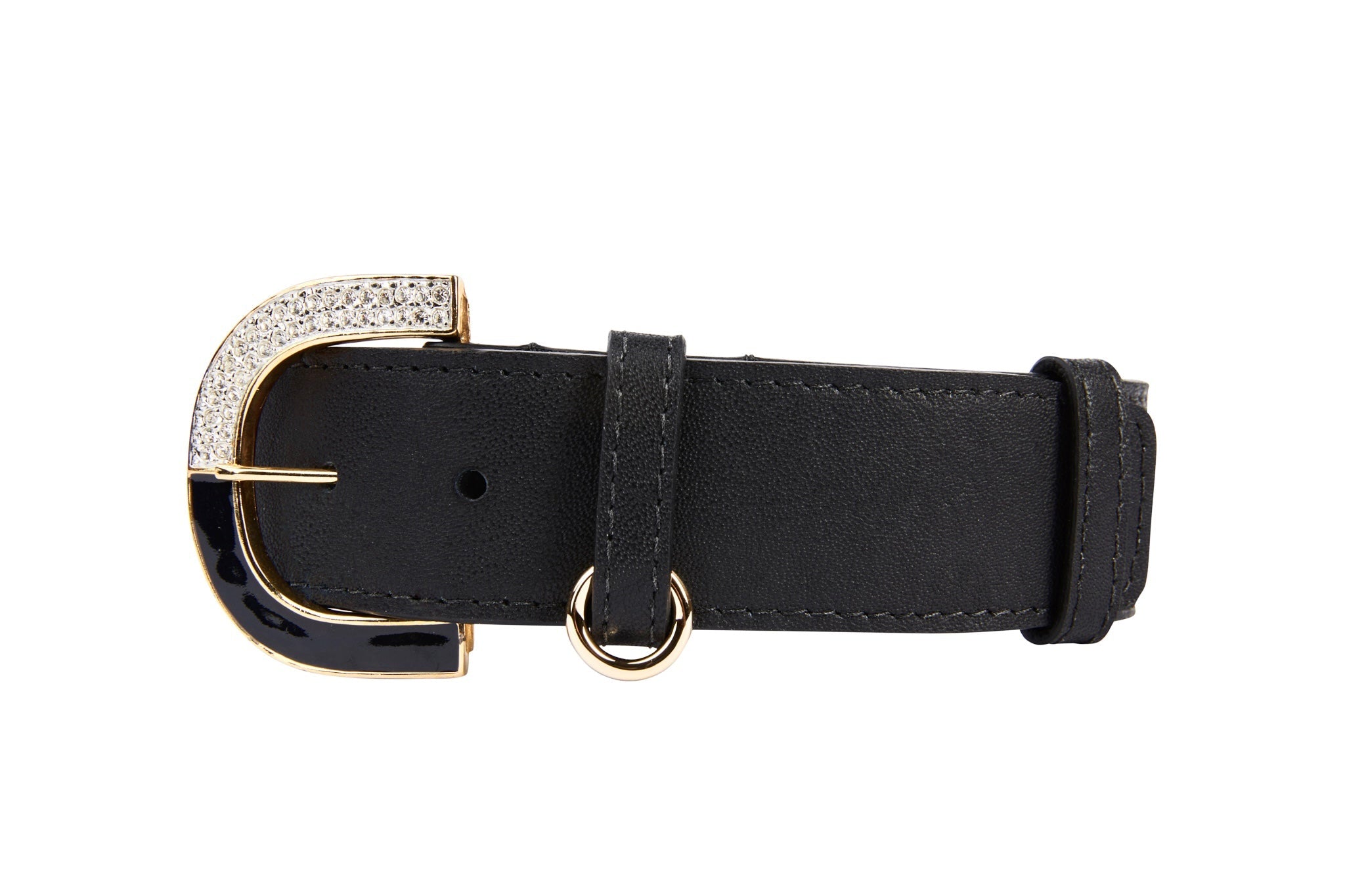Black Italian Leather Collar With Glamorous Italian Hardware by Allysa Payne Beverly Hills - main product image for Resin Society