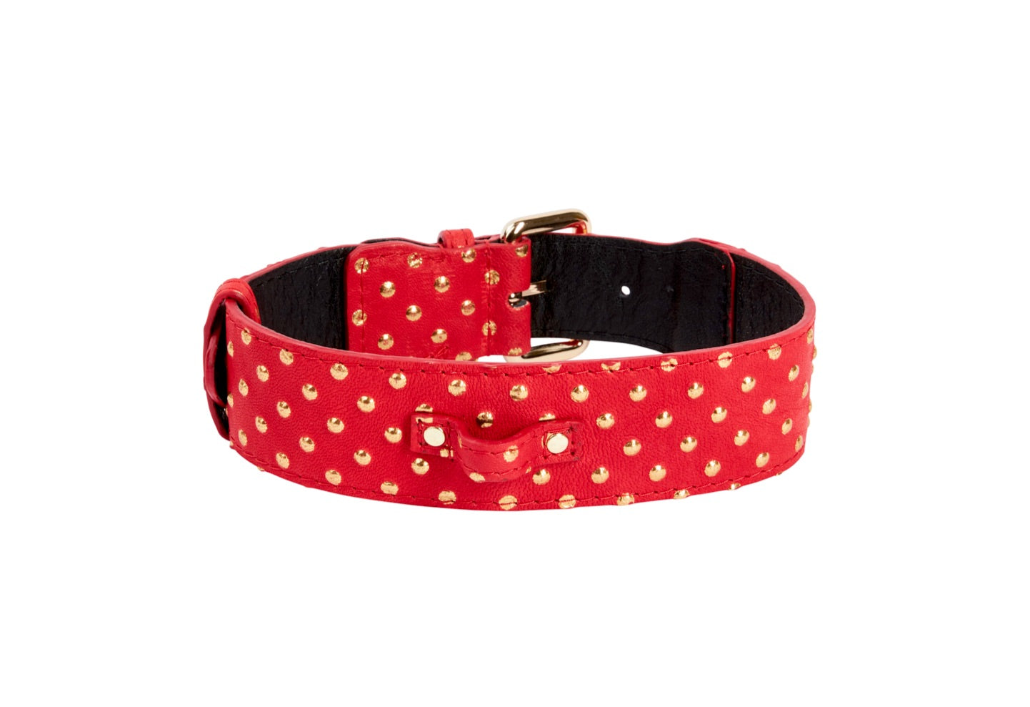 Red & Gold Polka Dot Italian Leather Classic Collar by Allysa Payne Beverly Hills - product image 3 for Resin Society