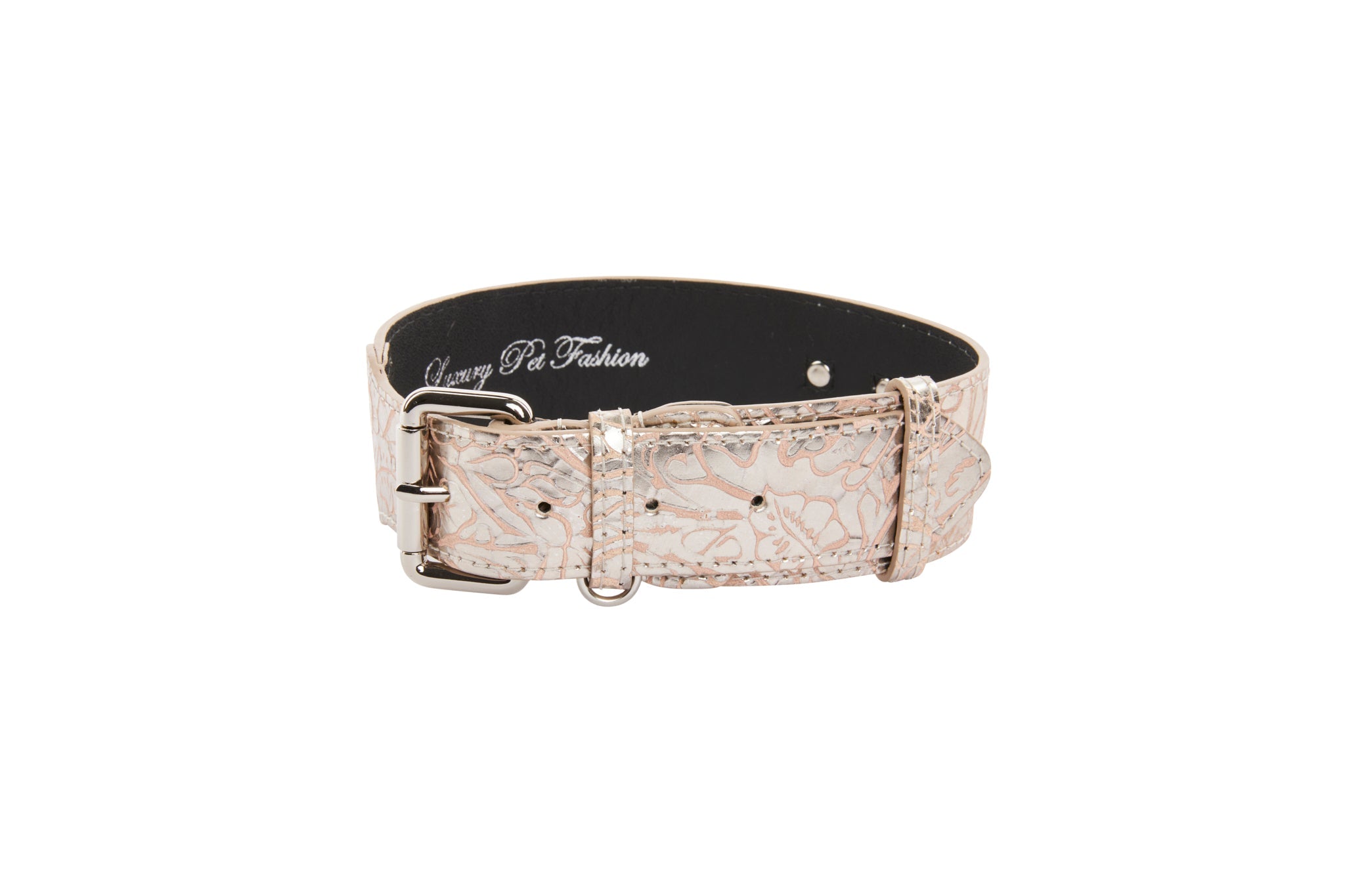 Soft Pink/Silver Floral Print Italian Leather With Silver Classic