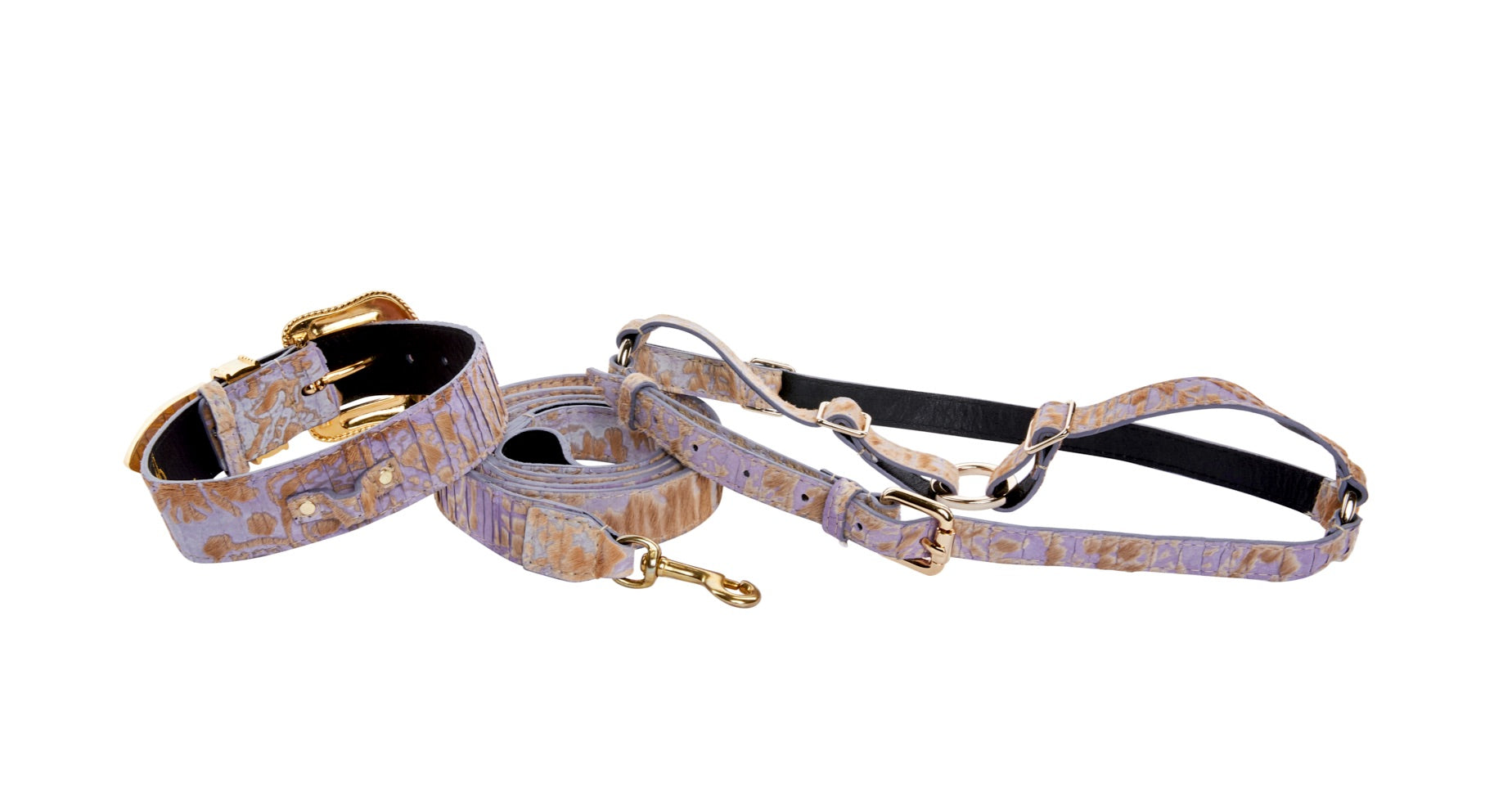 Light Purple Velvety Hair On Hide Italian Leather Swarovski Crystal