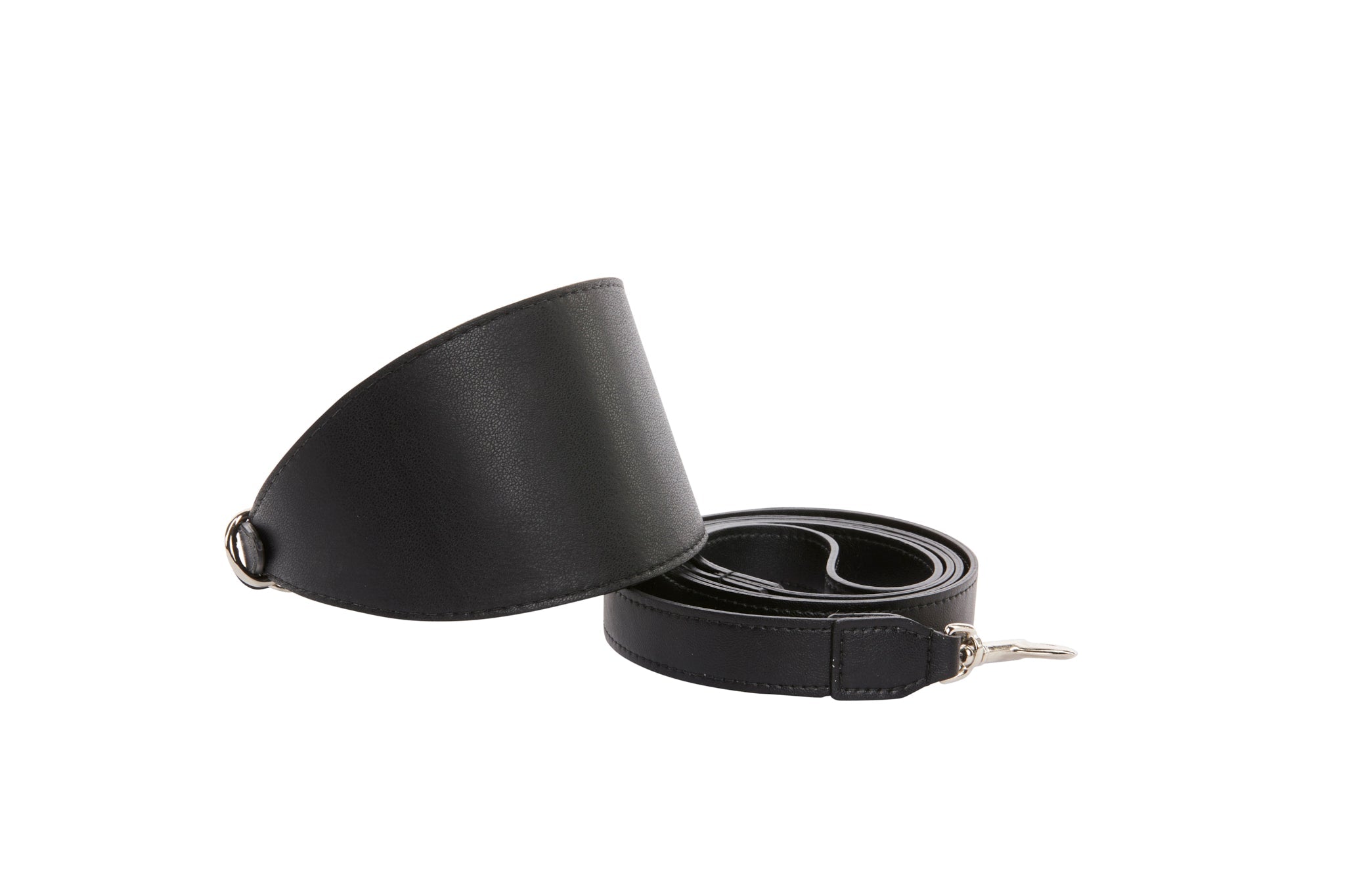 Black Vegan Leather 3” Wide Style Collar & Leash Set by Allysa Payne Beverly Hills - main product image for Resin Society