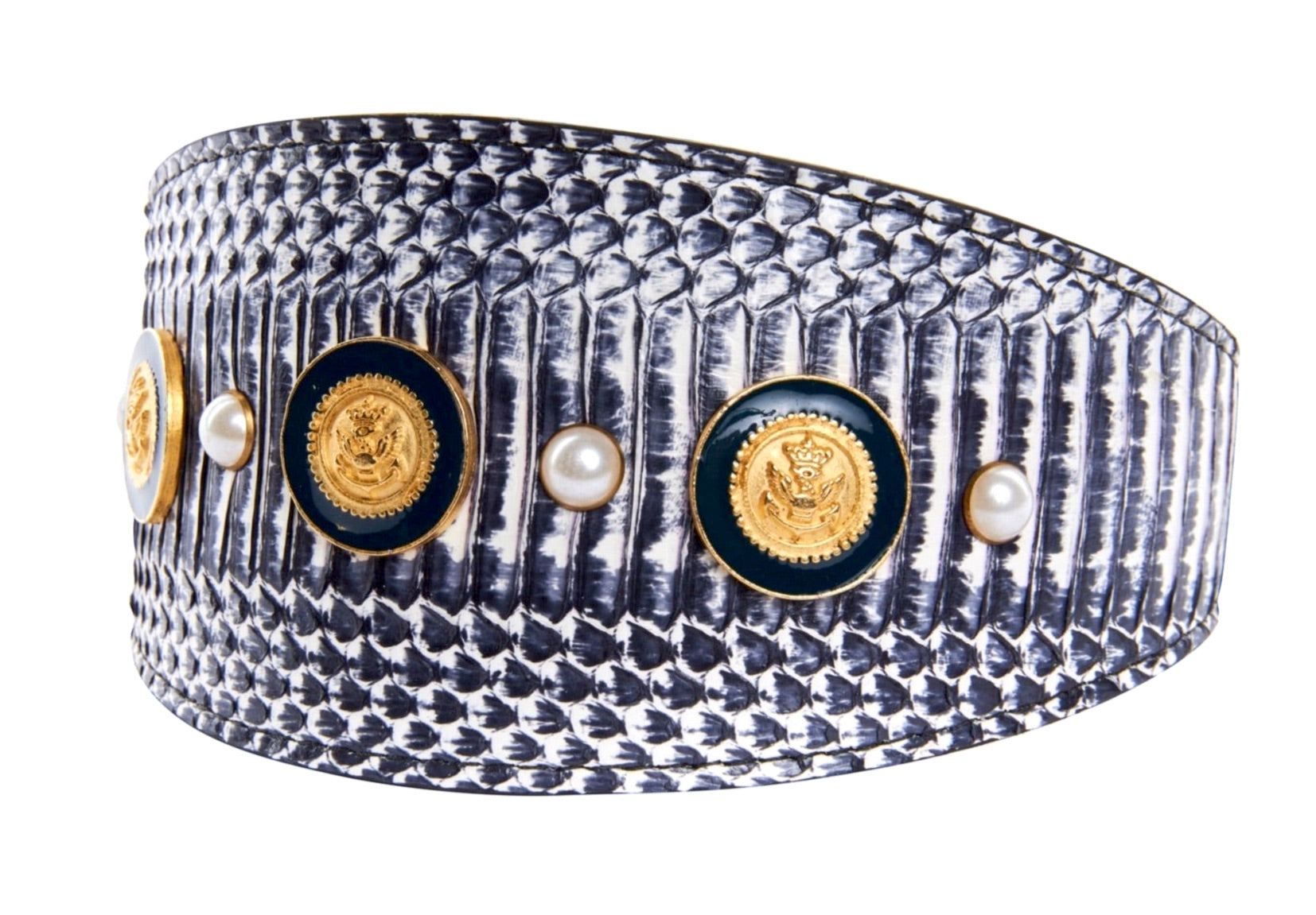 Nautical Collection. White & Navy Snake With Nautical Navy & Gold by Allysa Payne Beverly Hills - main product image for Resin Society