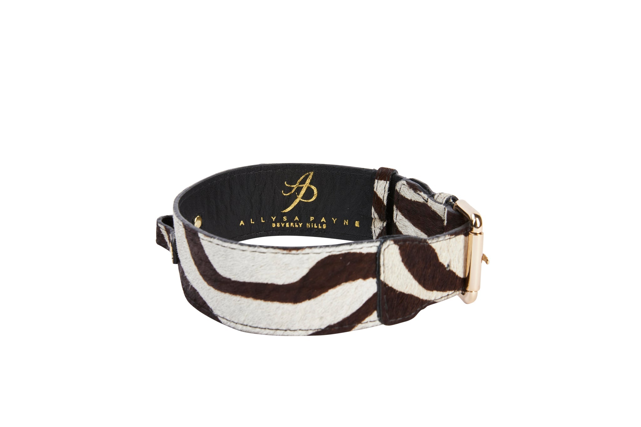 Distressed Brown & White Zebra Print Hair On Hide Classic Collar by Allysa Payne Beverly Hills - product image 2 for Resin Society