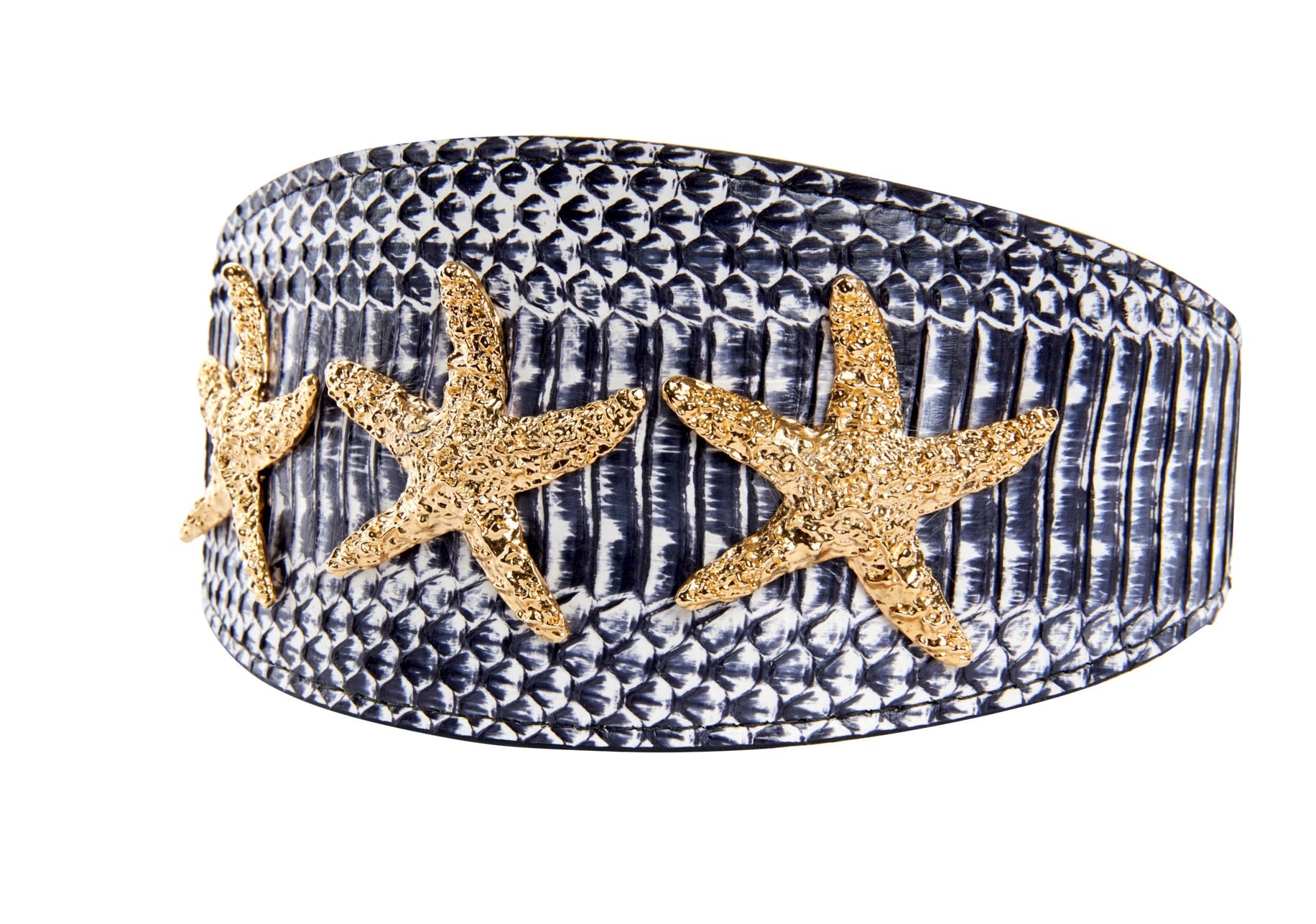 Nautical Collection. White & Navy Snake With Nautical Navy & Gold