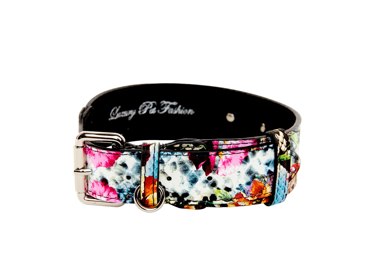 Floral, Scull, Snake Print Italian Leather Collar With Silver by Allysa Payne Beverly Hills - product image 3 for Resin Society