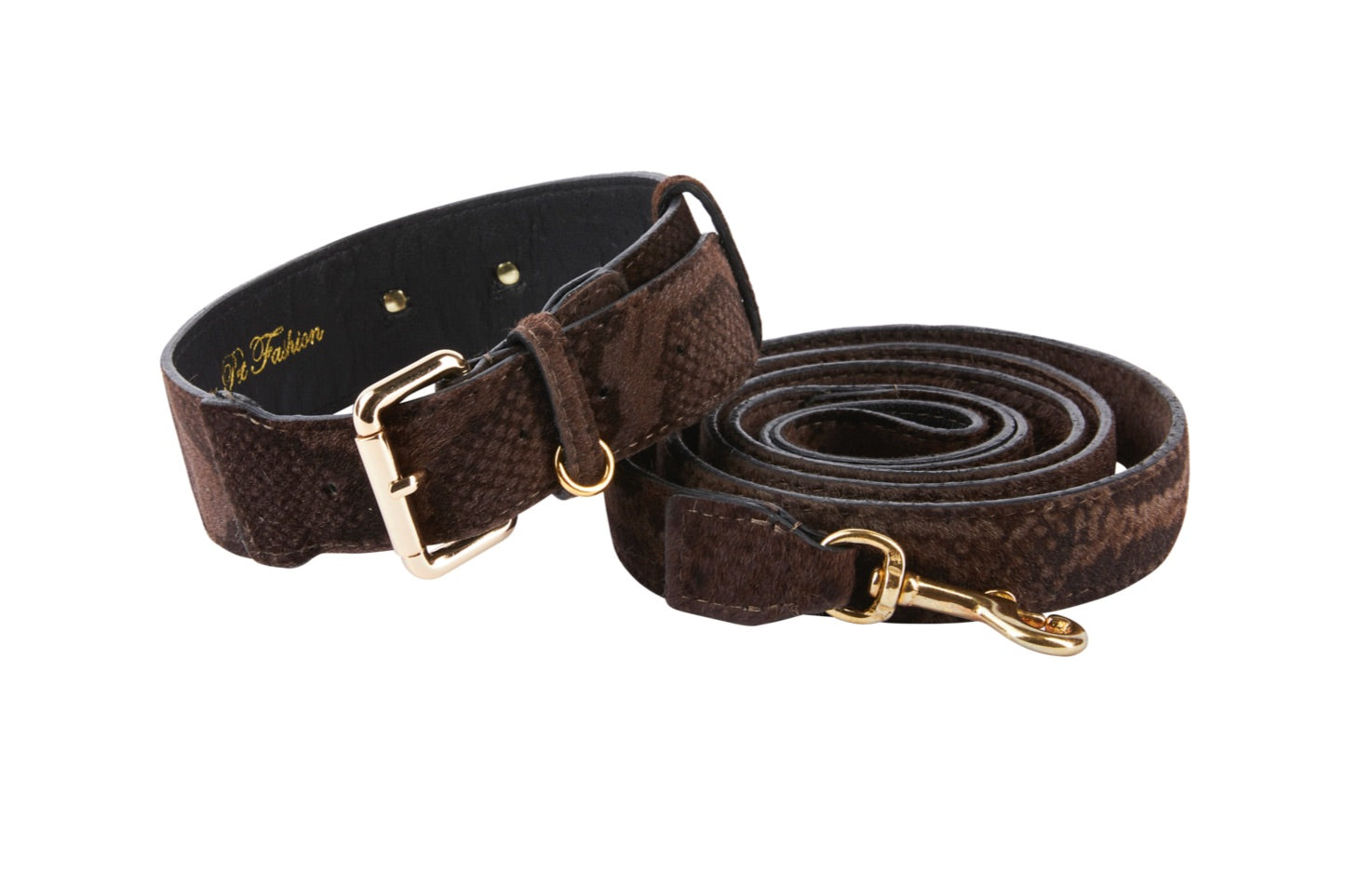 Brown Snake Print Hair On Hide Italian Leather With Classic Hardware by Allysa Payne Beverly Hills - main product image for Resin Society