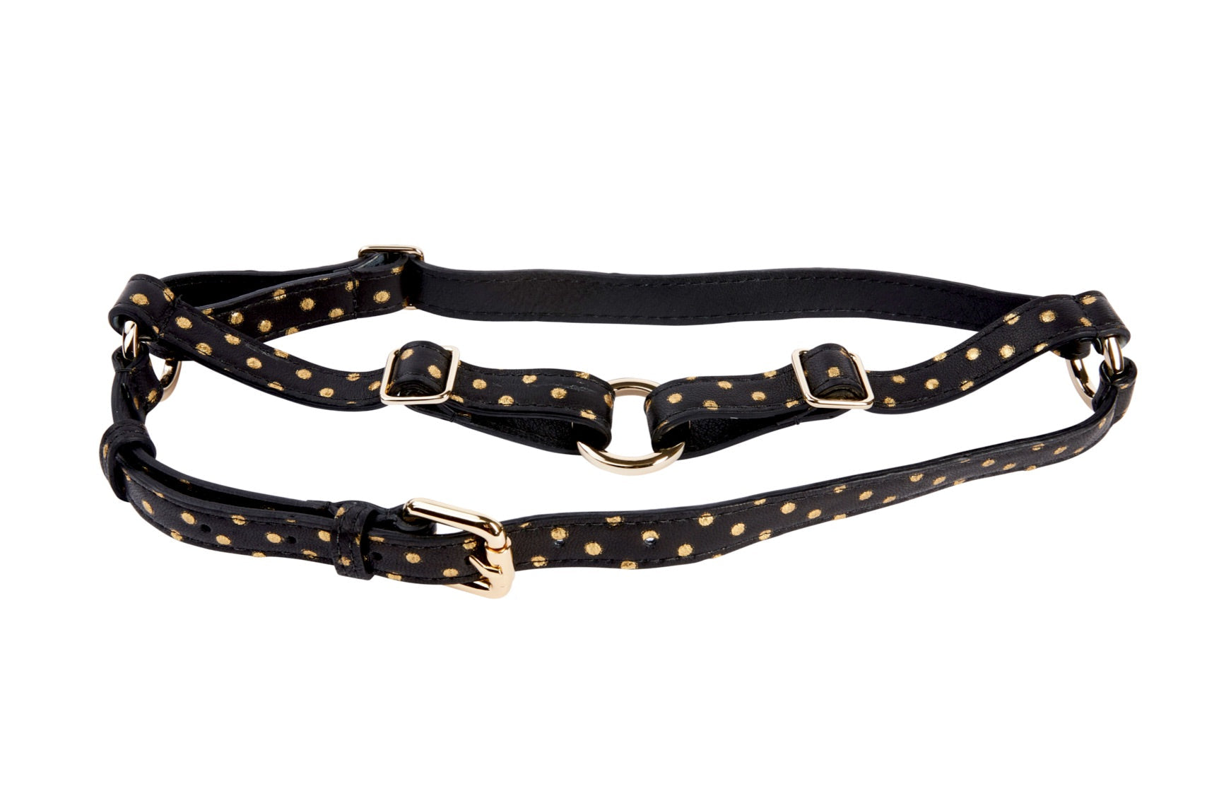 Black & Gold Polka Dot Italian Leather Harness by Allysa Payne Beverly Hills - main product image for Resin Society
