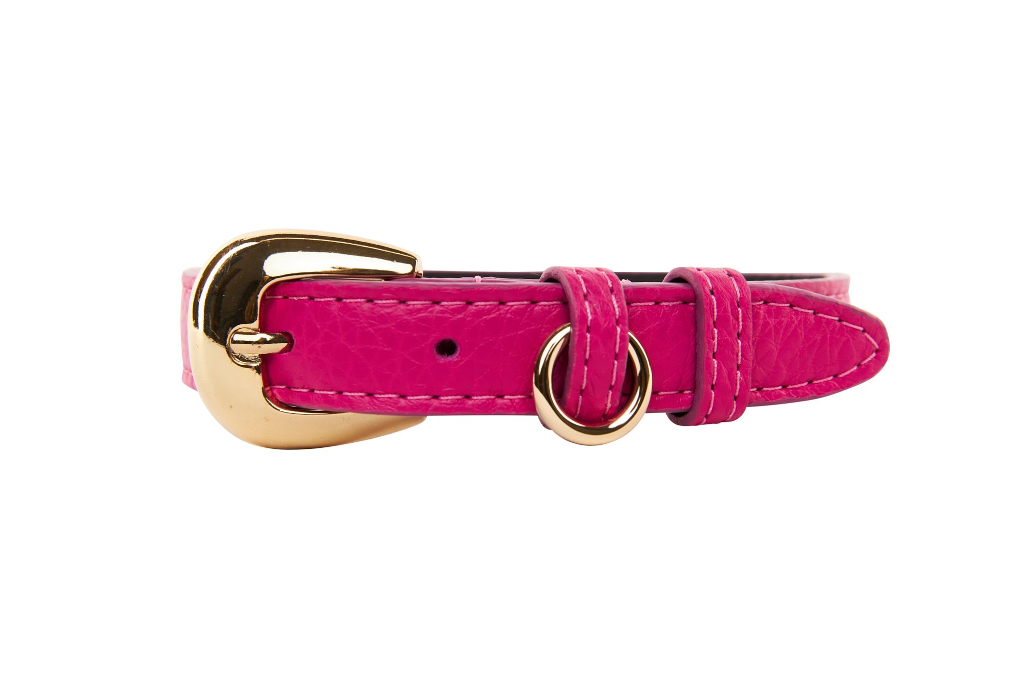 Fuchsia Pink Italian Leather Collar With Gold Oval Hardware by Allysa Payne Beverly Hills - main product image for Resin Society