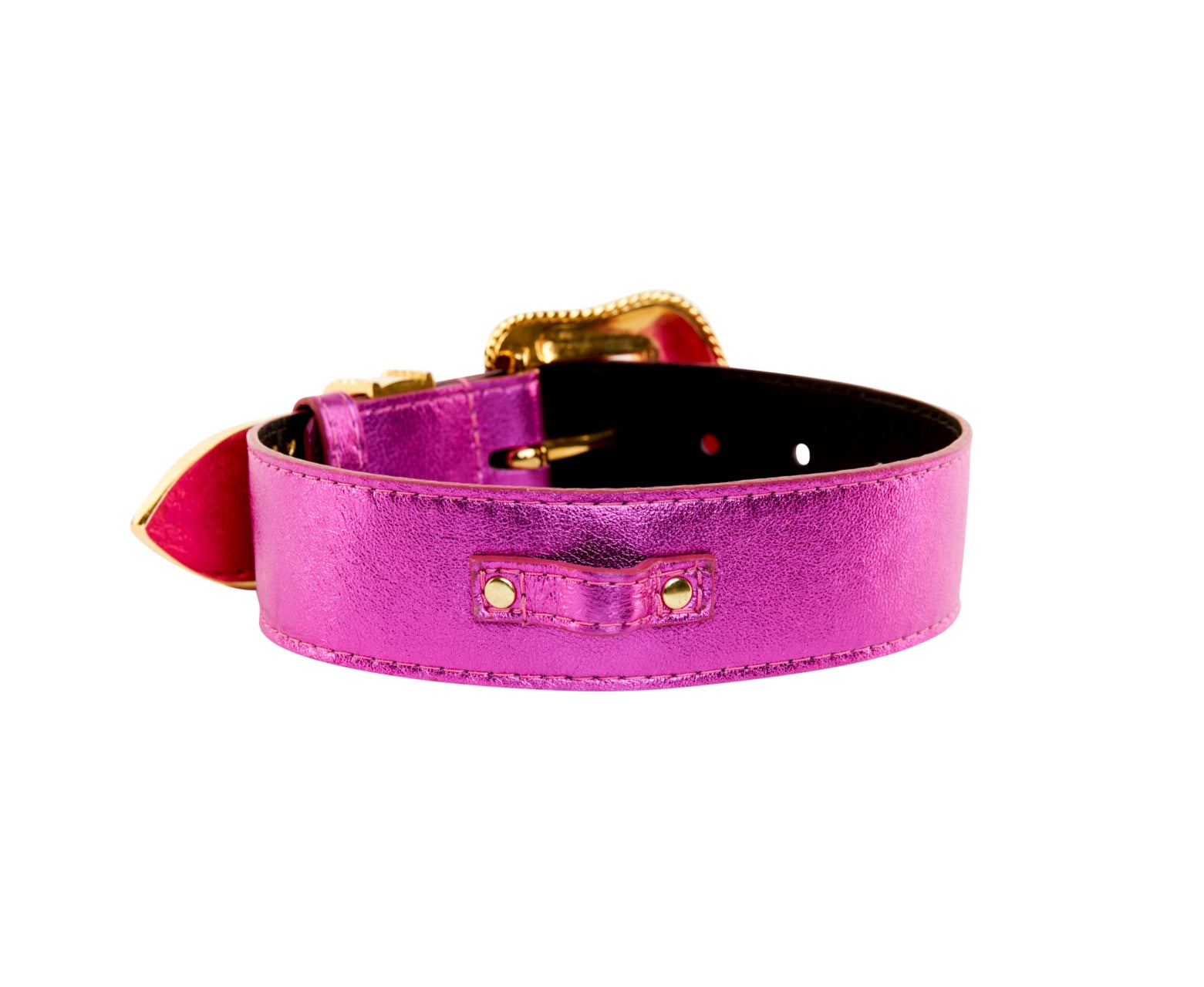 Pink Foil Italian Leather/Swarovski Crystal Collar by Allysa Payne Beverly Hills - product image 2 for Resin Society