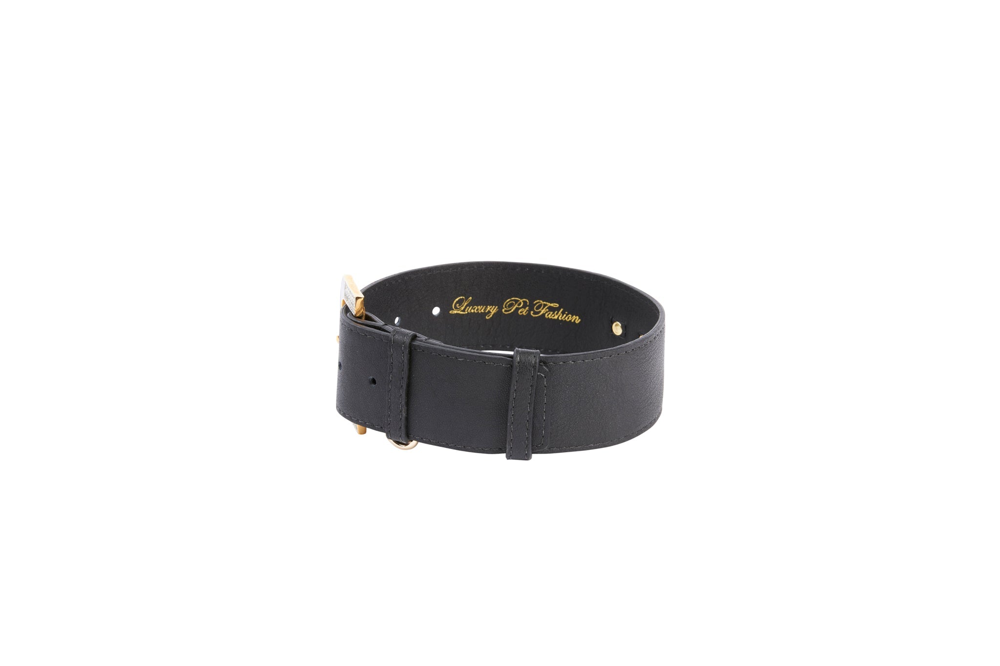 Black Italian Leather Collar With Glamorous Italian Hardware by Allysa Payne Beverly Hills - product image 3 for Resin Society