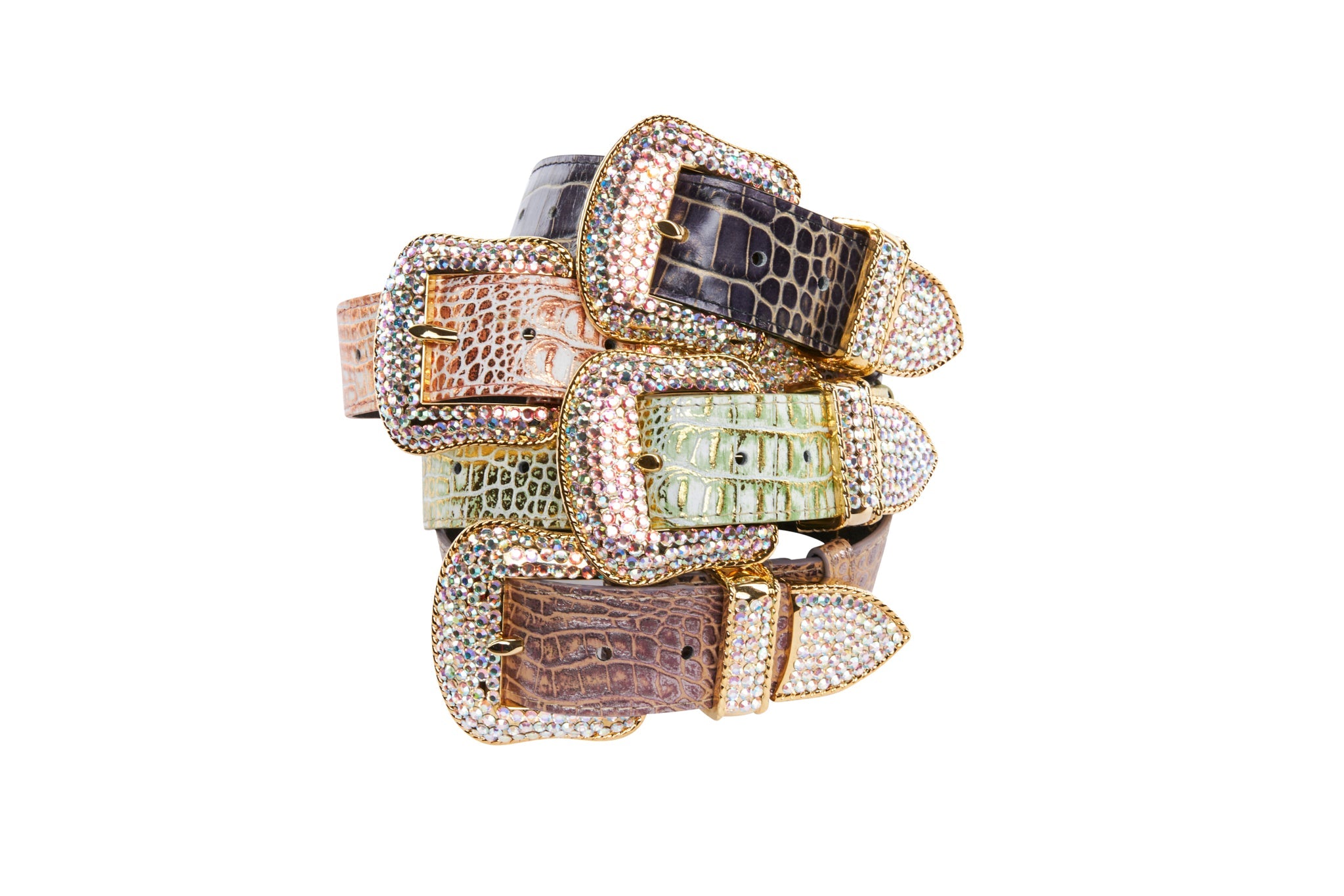 Embossed Croc Italian Leather/Swarovski Crystals Collars. Set Of 4 by Allysa Payne Beverly Hills - product image 2 for Resin Society