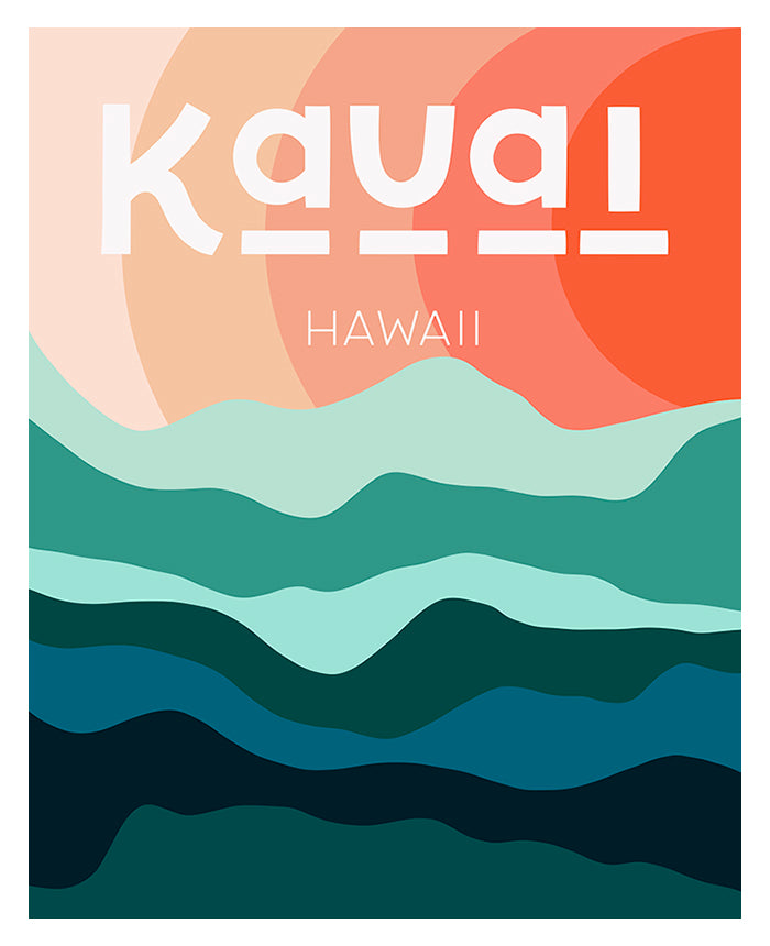 Destination: Kauai modern abstract art print showing soft blended pastel colors and shapes