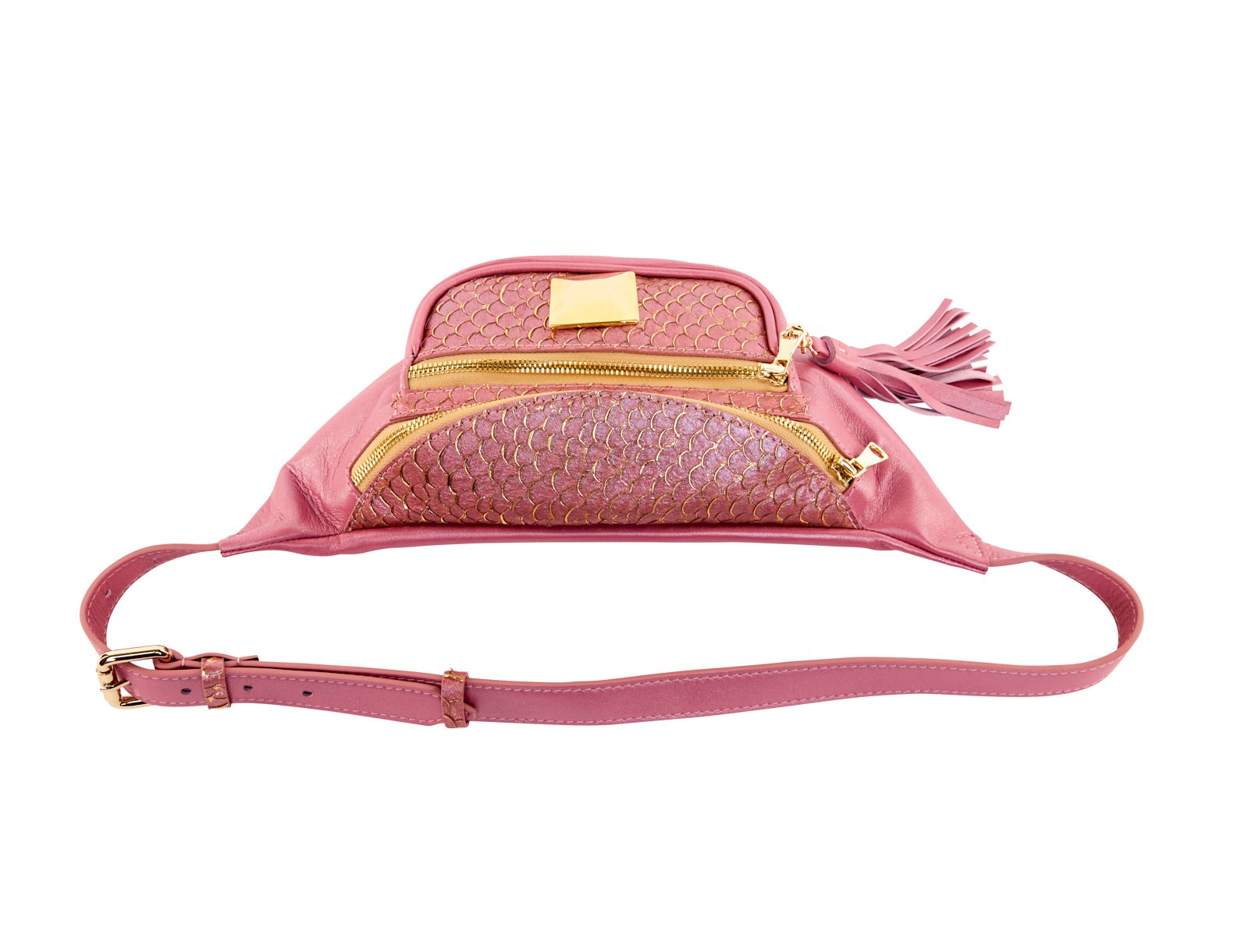 Pearl Pink Italian Leather/Pink Tilapia Fanny Pack With Custom Large by Allysa Payne Beverly Hills - product image 2 for Resin Society