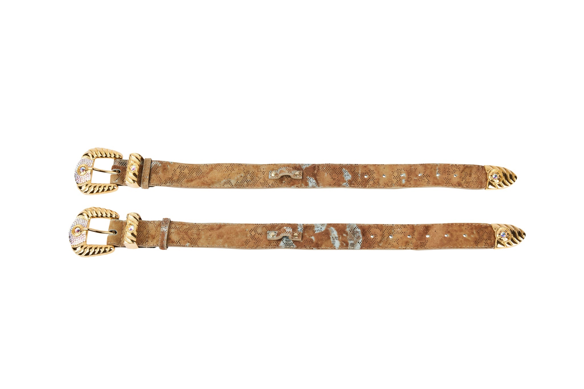 Rustic, Chic Hair On Hide Italian Leather With Ornate Swarovski Crystal
