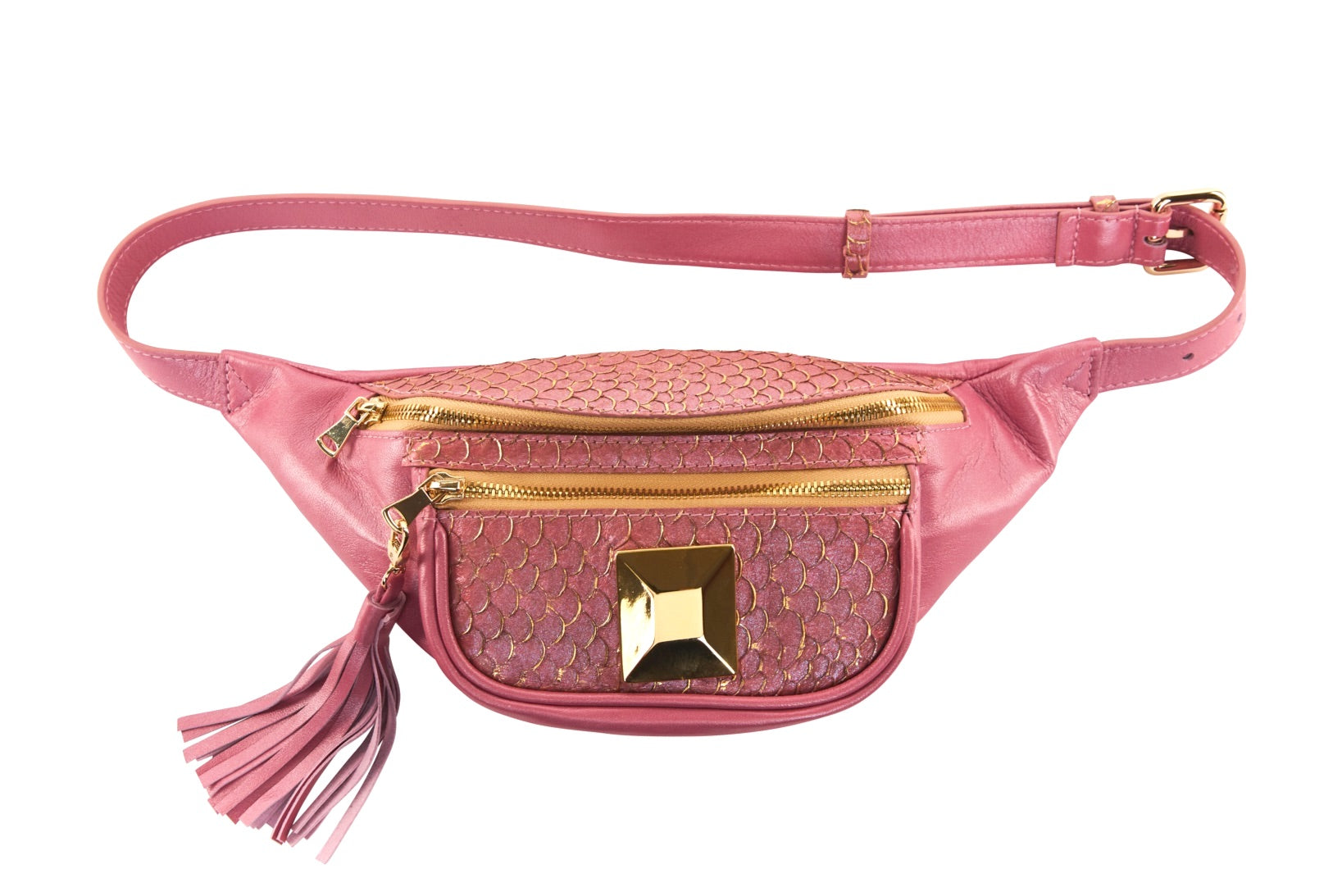 Pearl Pink Italian Leather/Pink Tilapia Fanny Pack With Custom Large by Allysa Payne Beverly Hills - main product image for Resin Society